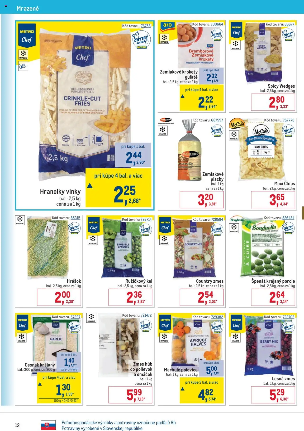 Nové Metro akcie – leták je platný od 10.09.2025 | Strana: 12 | Produkty: Kel, Hrášok, Cesnak, Marhule