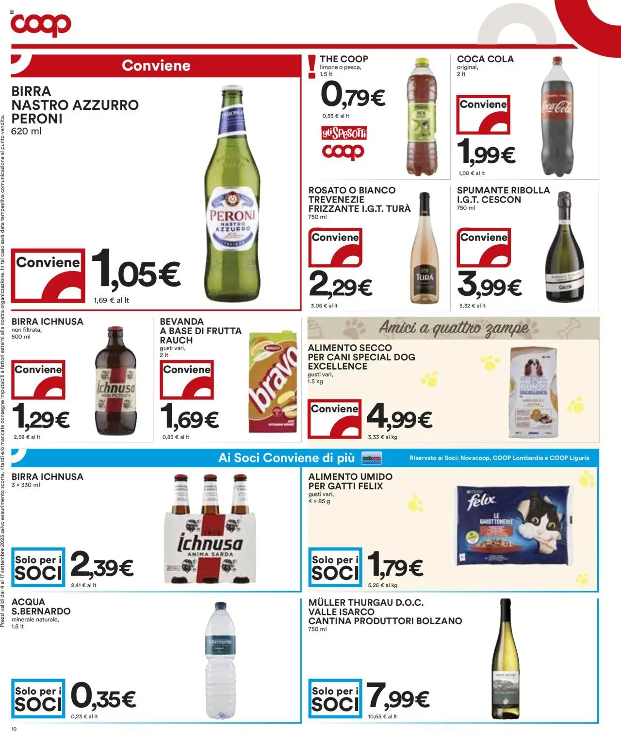 Volantino COOP del 04.09.2025 | Pagina: 10 | Prodotti: Birra, Acqua, Data, Coca Cola