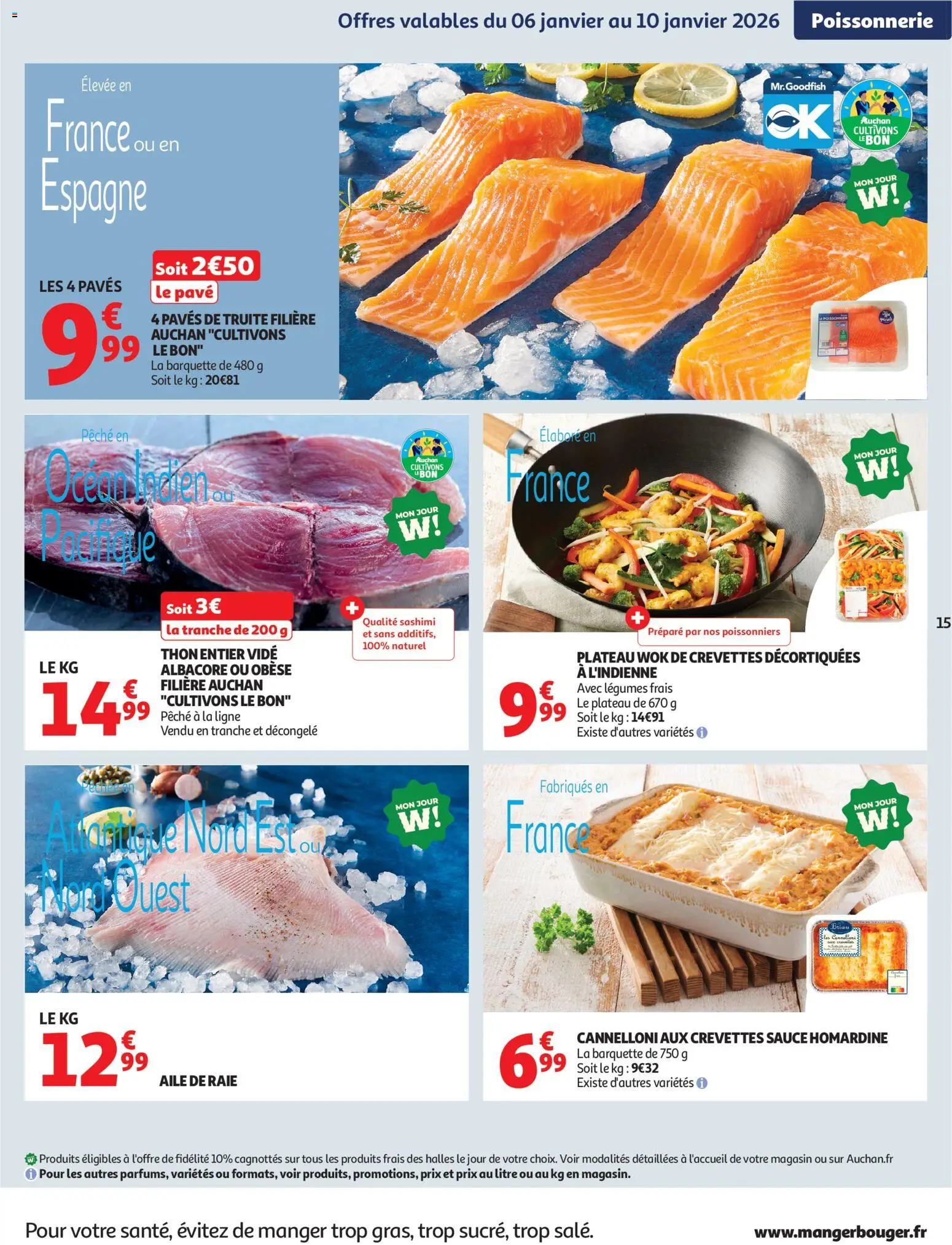 {H1} | Page: 15 | Produits: Aile de raie, Plateau, Crevettes, Thon