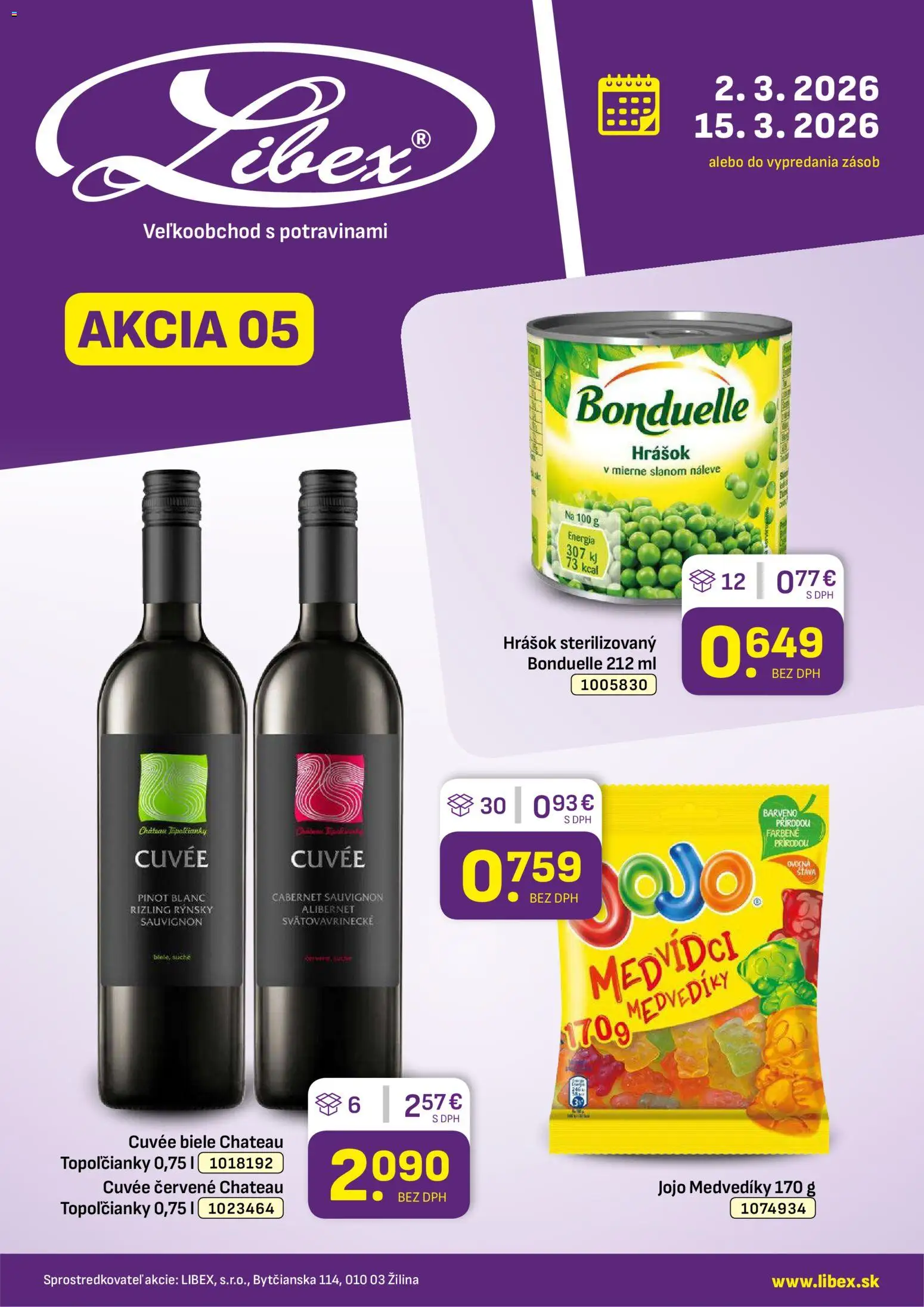Nové Libex akcie – leták je platný od 02.03.2026 | Strana: 1 | Produkty: Hrášok