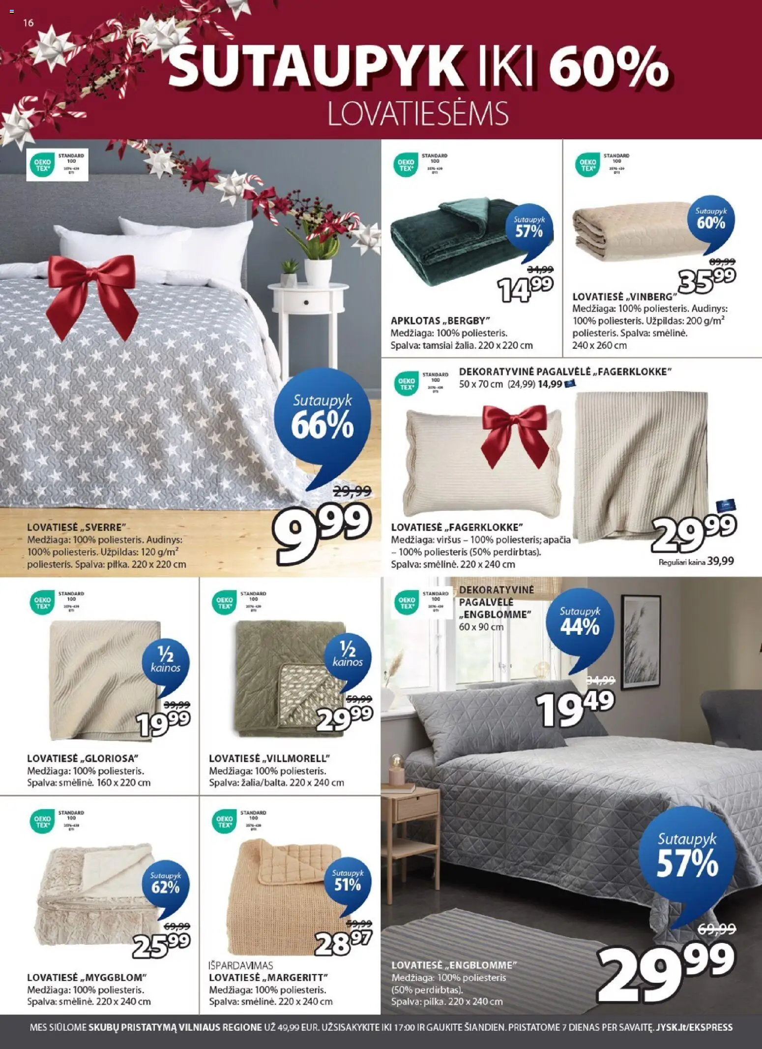 JYSK akcijos nuo 16.12.2025 | Puslapis: 16 | Prekių: Pagalvėlė, Lovatiesė