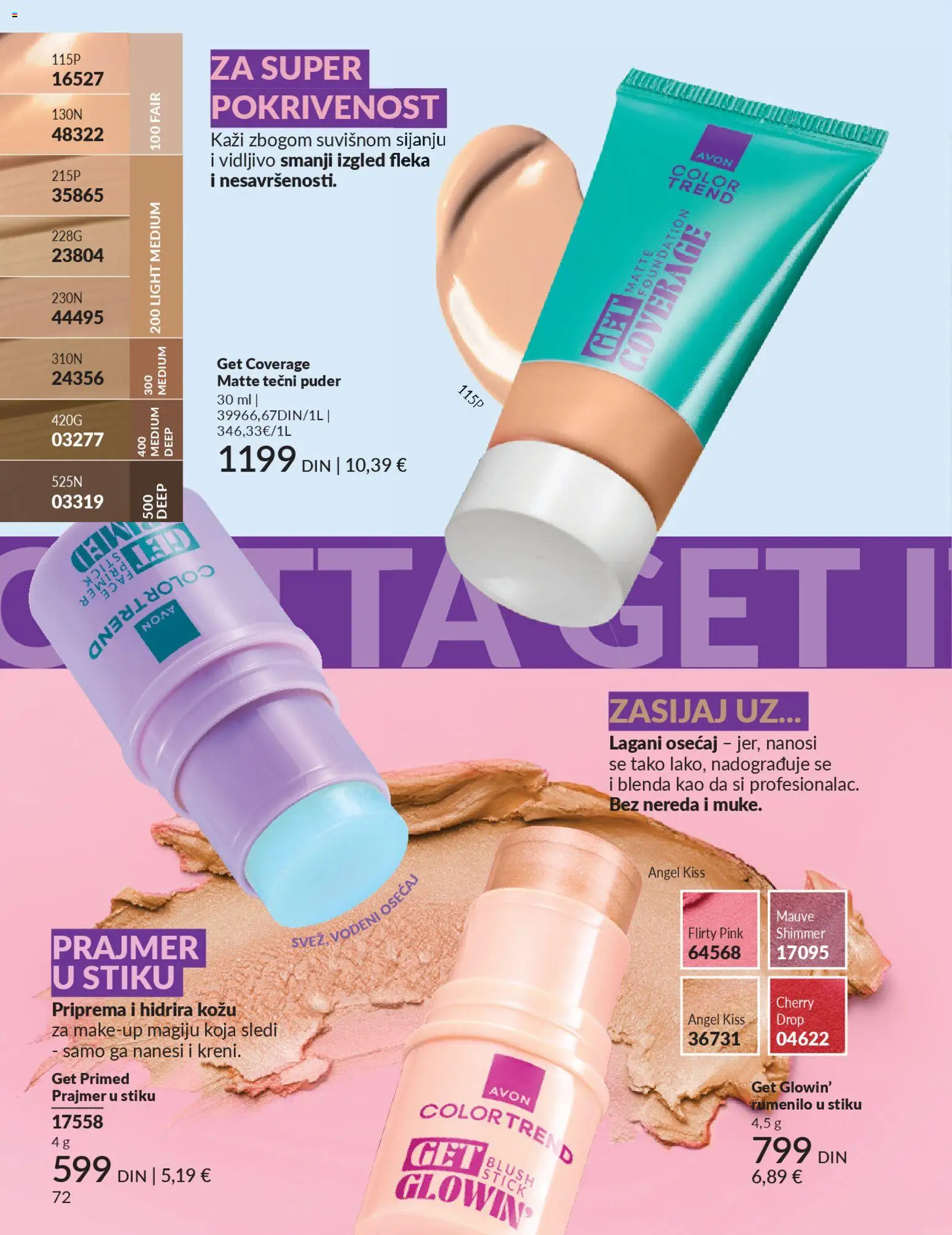 AVON katalog - važi od 29.12.2025 | Strana: 74 | Proizvode: Tečni puder, Puder, Rumenilo