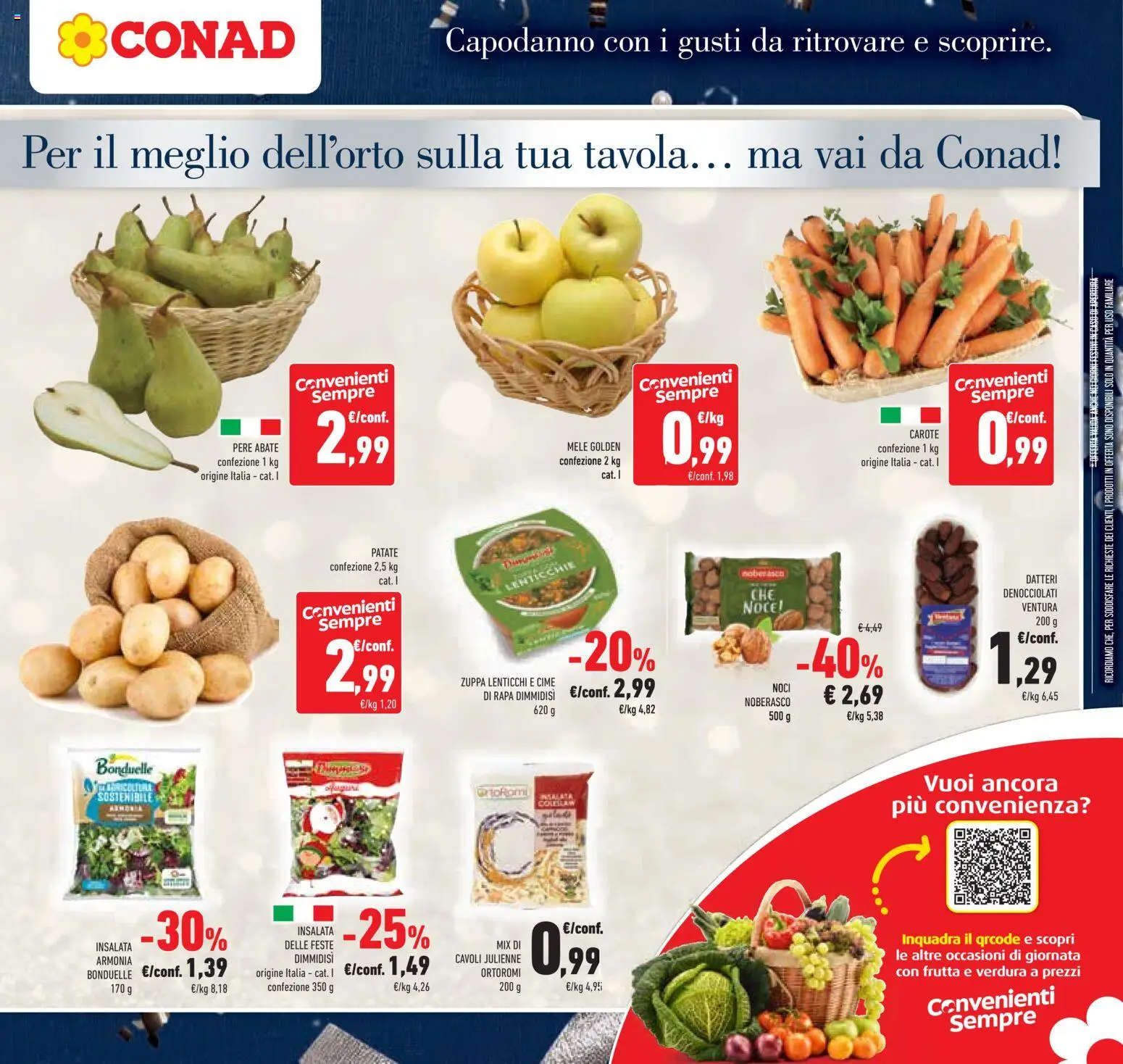 Volantino Conad del 27.12.2025 | Pagina: 17 | Prodotti: Mele, Insalata, Carote, Noci