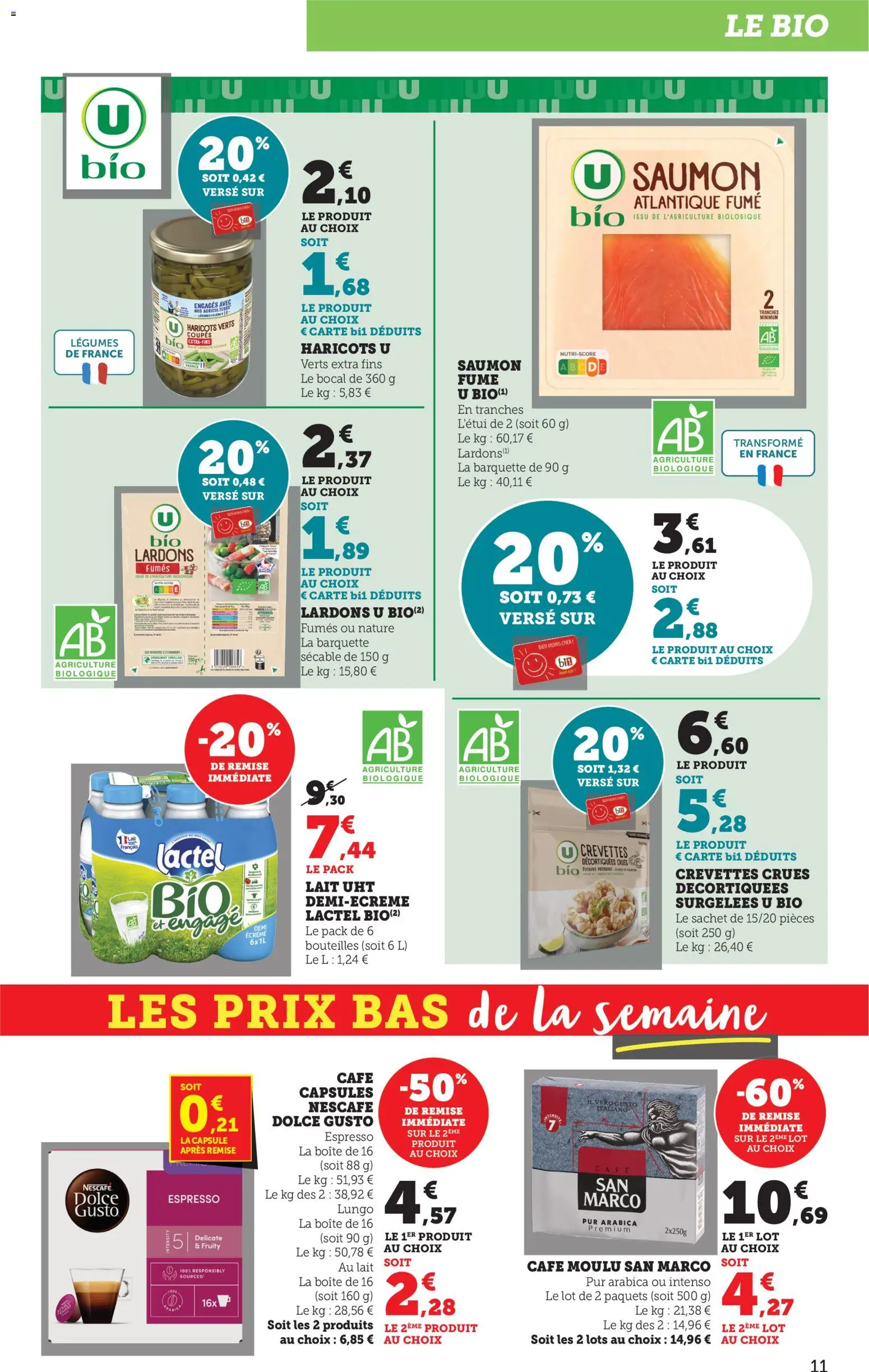 {H1} | Page: 12 | Produits: Dolce Gusto, Lardons, Café moulu san marco, Saumon
