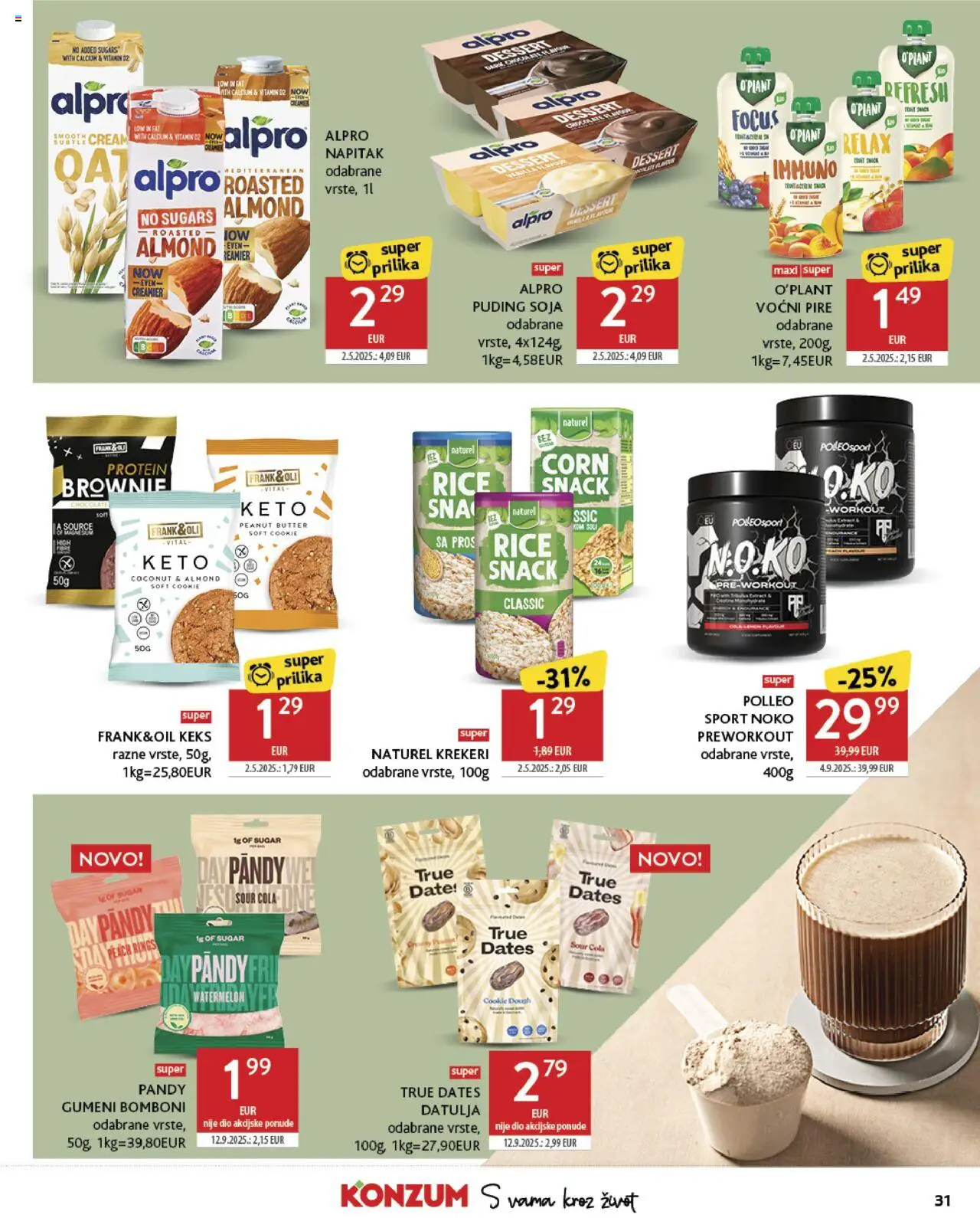 Konzum katalog | vrijedi od 22.10.2025 | Stranica: 31 | Proizvodi: Puding, Bomboni, Keks, Datulja