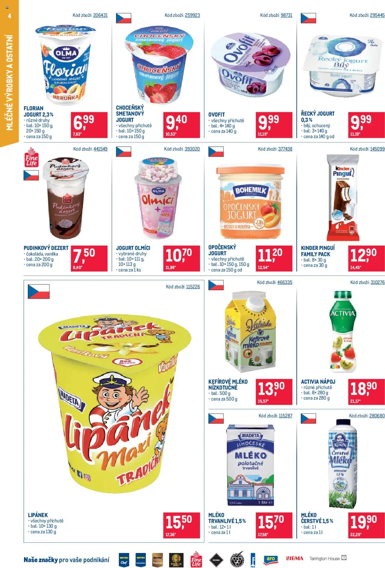 Makro leták - Maloobchod od 08.10.2025 | Strana: 4 | Produkty: Lipánek, Smetanový jogurt, Haribo, Kinder Pinguí