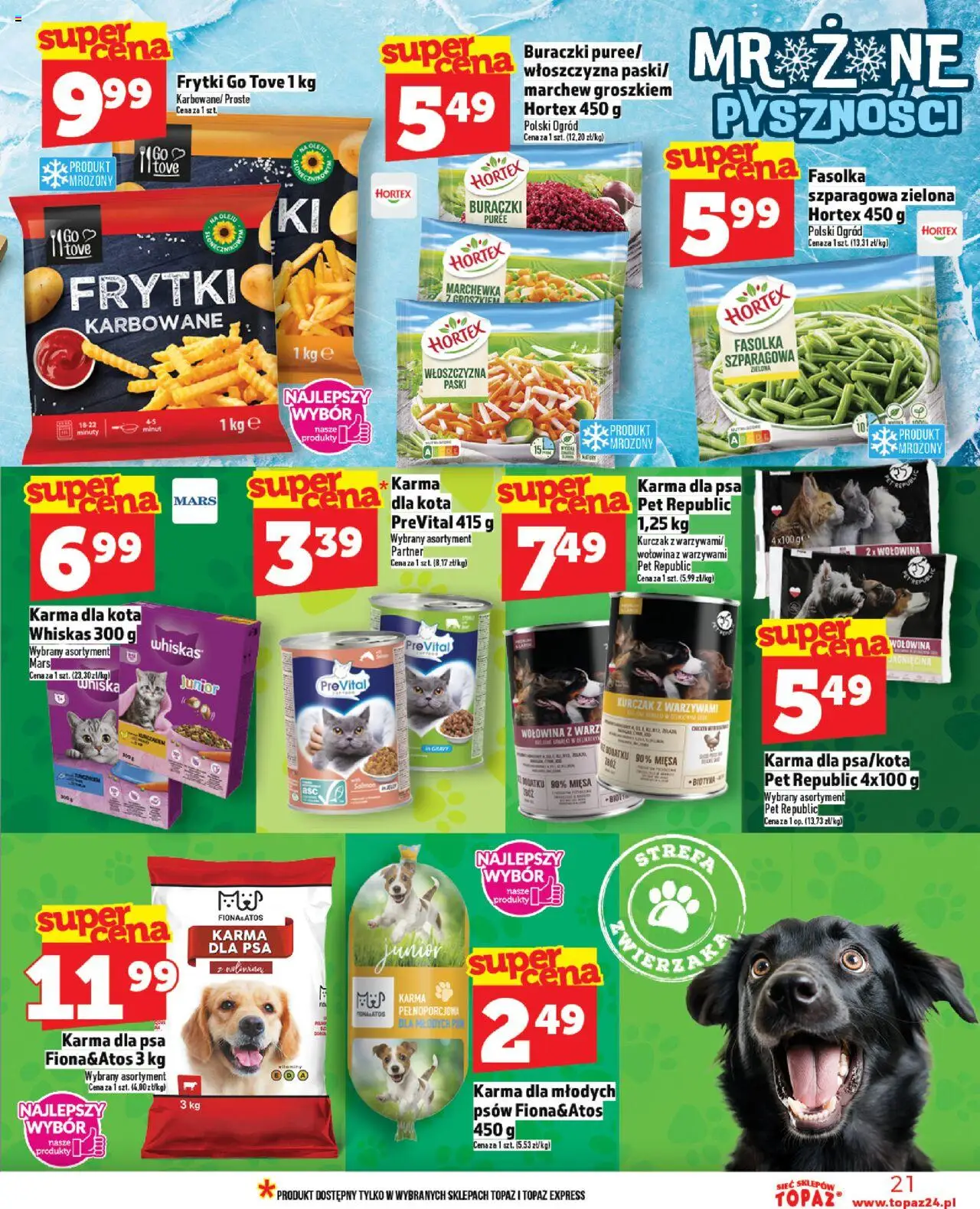 Topaz Gazetka od 23.10.2025 | Strona: 21 | Produkty: Jagnięcina, Fasolka szparagowa, Frytki, Marchewka