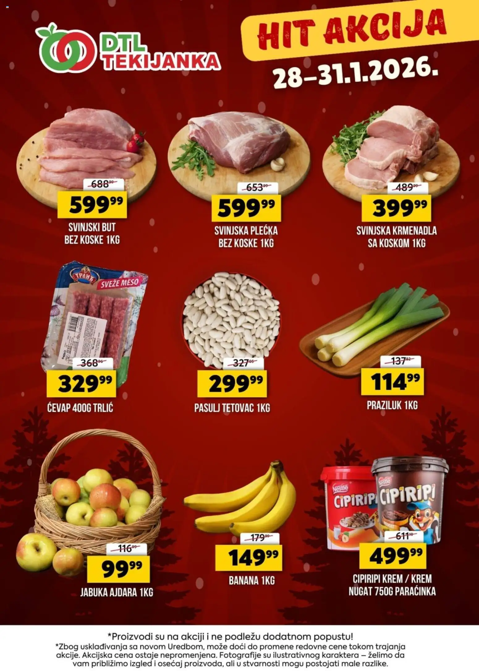 Tekijanka katalog - važi od 28.01.2026 | Strana: 1 | Proizvode: Pasulj, Svinjska krmenadla, Praziluk, Ćevap