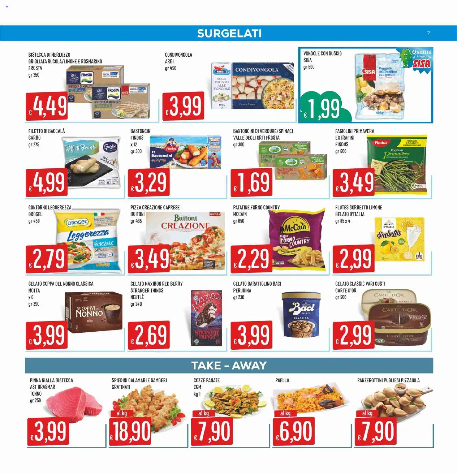 Volantino SISA del 07.04.2026 | Pagina: 7 | Prodotti: Gamberi, Gelato, Tonno, Sugo