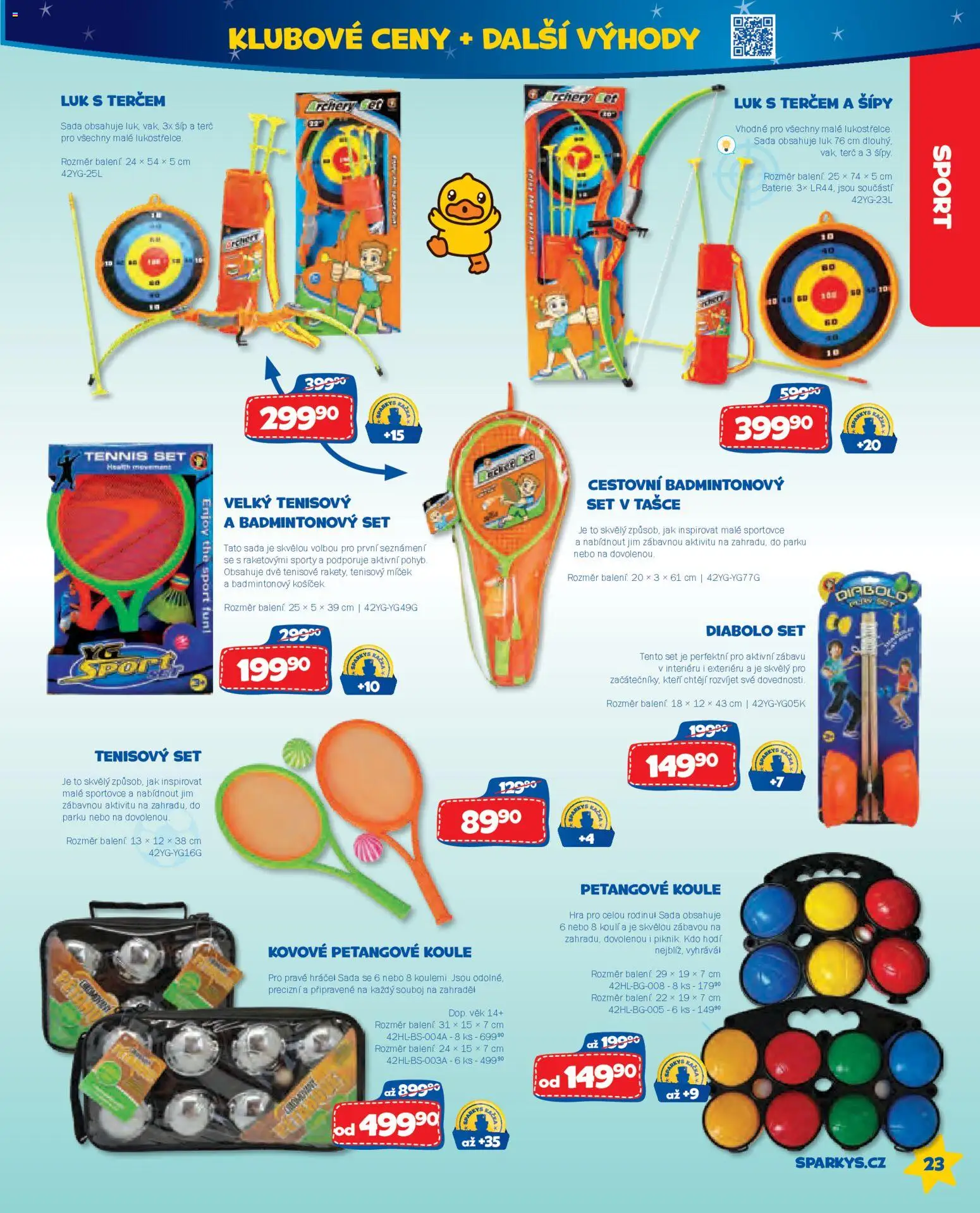 Sparkys katalog Léto 2026 od 01.05.2026 | Strana: 23 | Produkty: Košíček, Hra, Terč, Baterie