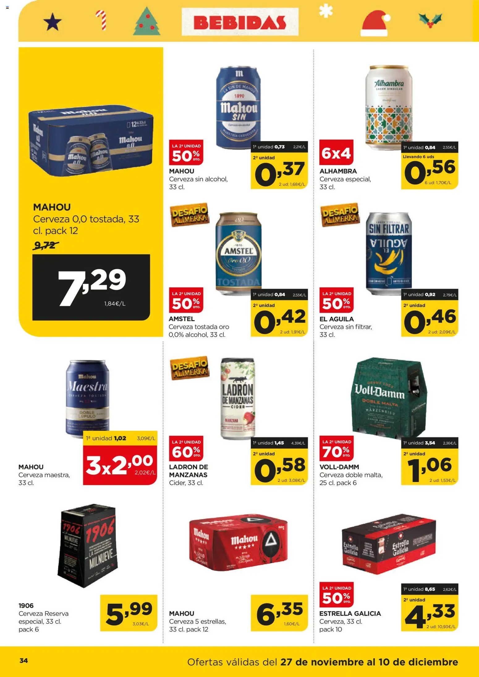 Alimerka folleto Castilla y León │ válido desde el 27.11.2025 | Página: 34 | Productos: Cerveza, Manzanas