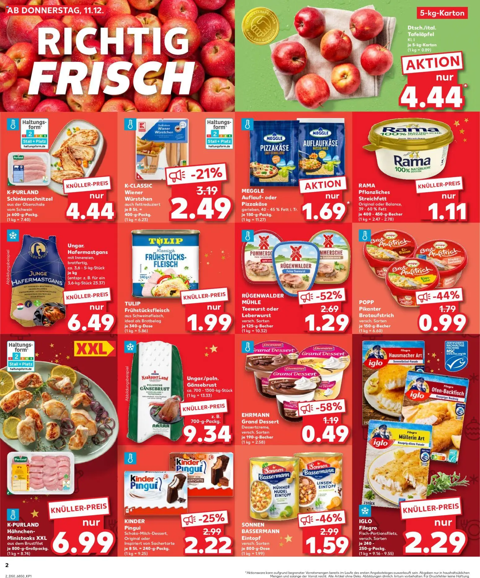 Kaufland prospekt Speyer	 – gültig ab 11.12.2025 | Seite: 2 | Produkte: Mühle, Ehrmann grand dessert, Fleisch, Salat