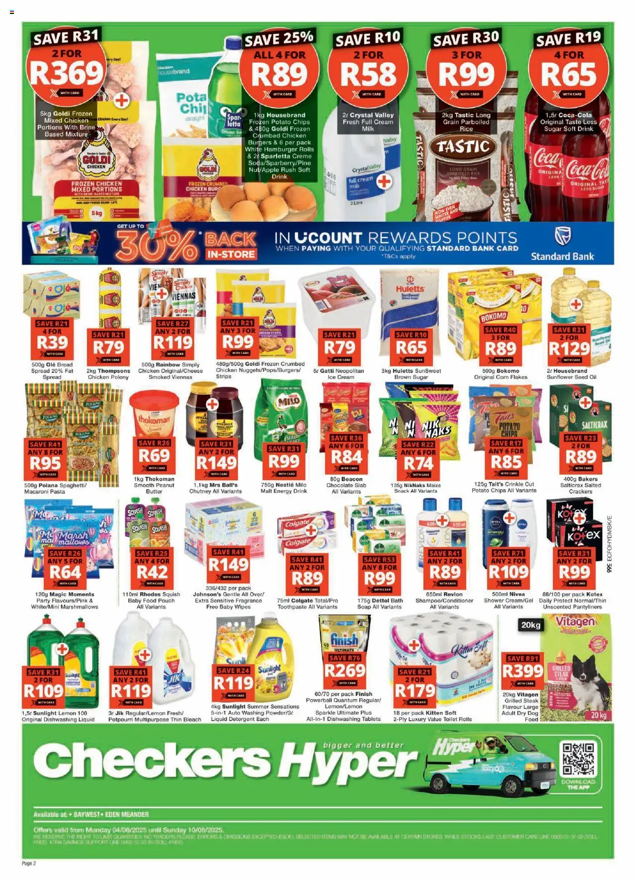 Checkers Eastern Cape - Hyper August Mid-Month Promotion │ valid from 04.08.2025 | Page: 2 | Products: Chocolate, Burgers, Toothpaste, Dishwashing liquid