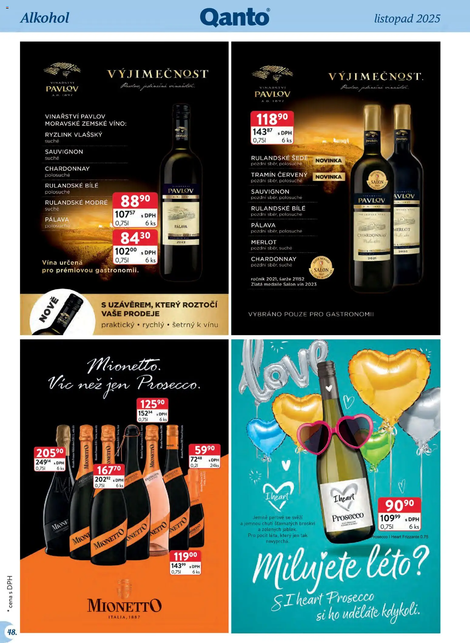Astur & Qanto - Leták - Velkoobchod 11/2025 od 01.11.2025 | Strana: 48 | Produkty: Prosecco, Mionetto, Kaše, Tramín červený