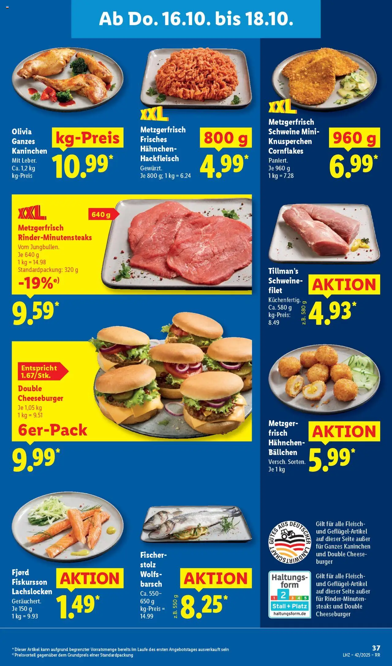 Lidl Prospekt Düsseldorf – gültig ab 13.10.2025 | Seite: 59 | Produkte: Hahnchen, Burger, Fleisch, Hackfleisch