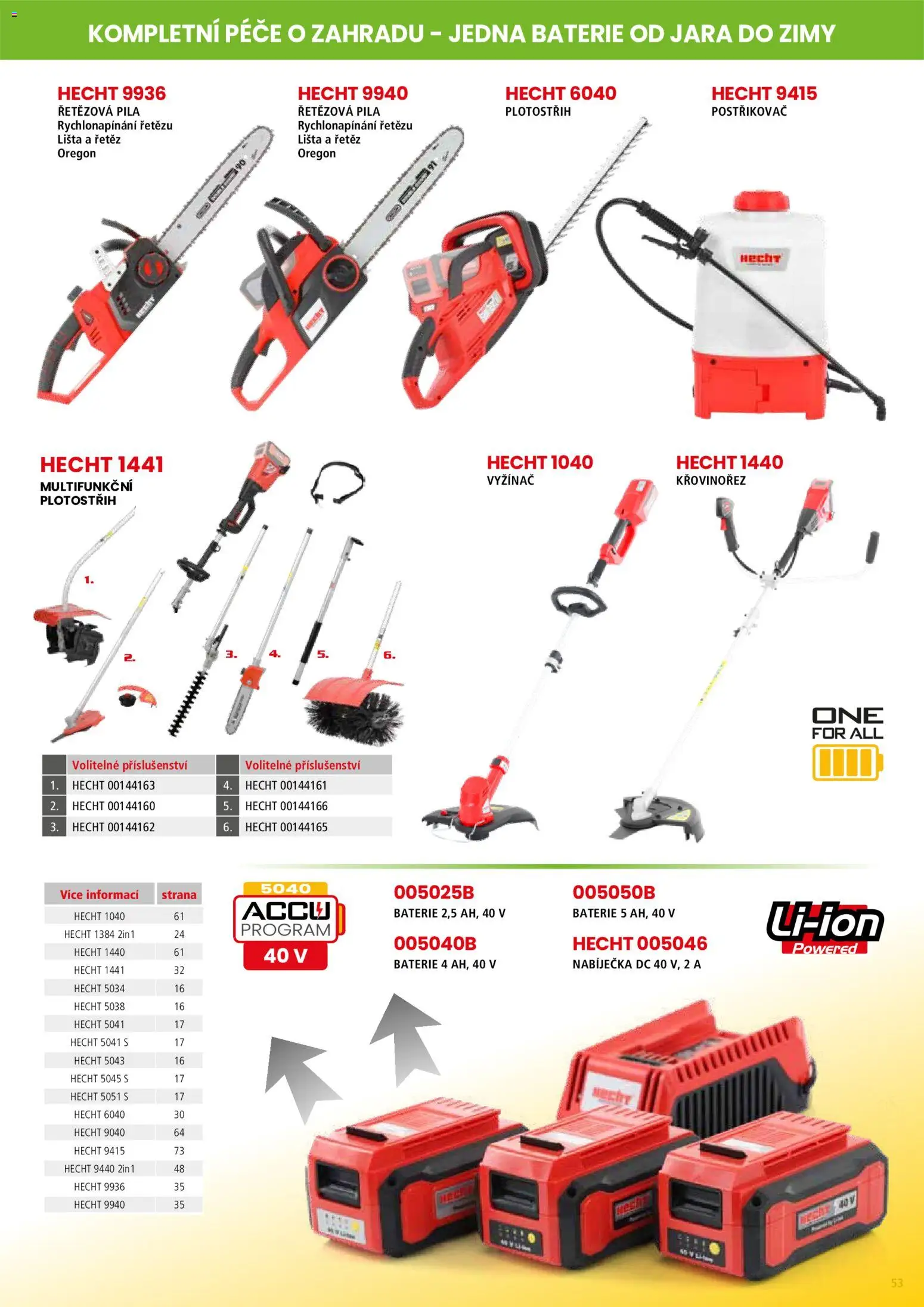 Hecht katalog - Jaro - léto 2026 od 19.02.2026 | Strana: 53 | Produkty: Plotostřih, Křovinořez, Baterie, Pila