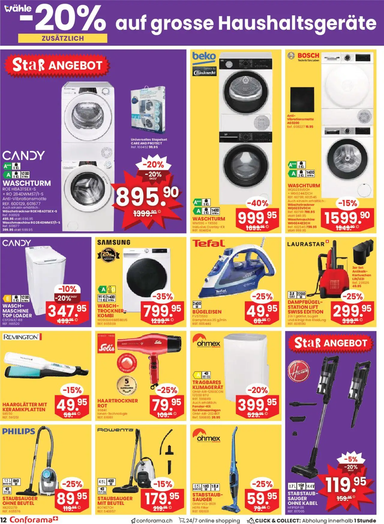 Conforama Aktionen ab 23.07.2025 | Seite: 12 | Produkte: Haartrockner, Bügeleisen, Staubsauger, Bosch