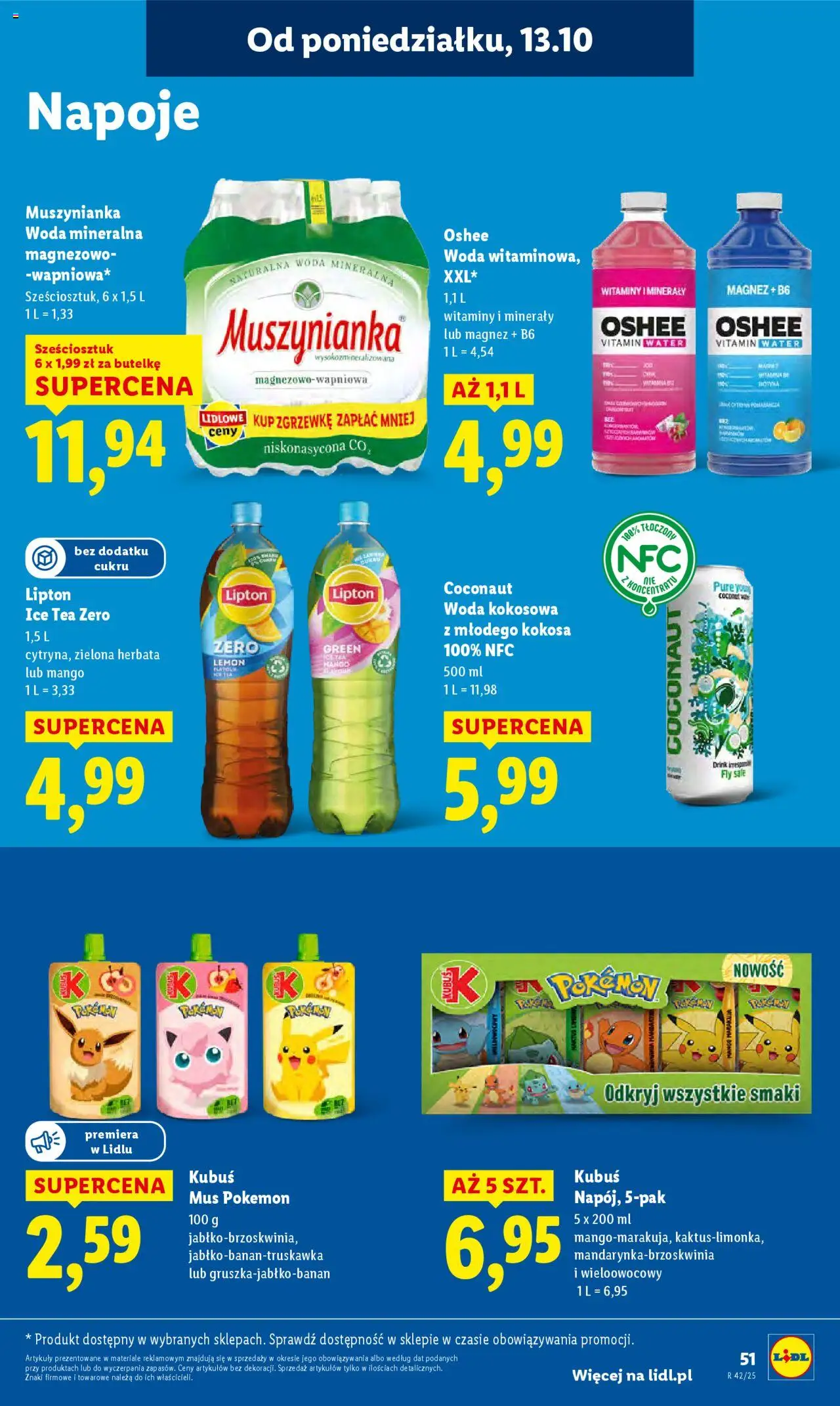 Lidl Gazetka od 13.10.2025 | Strona: 51 | Produkty: Woda kokosowa, Ice Tea, Napoje, Herbata