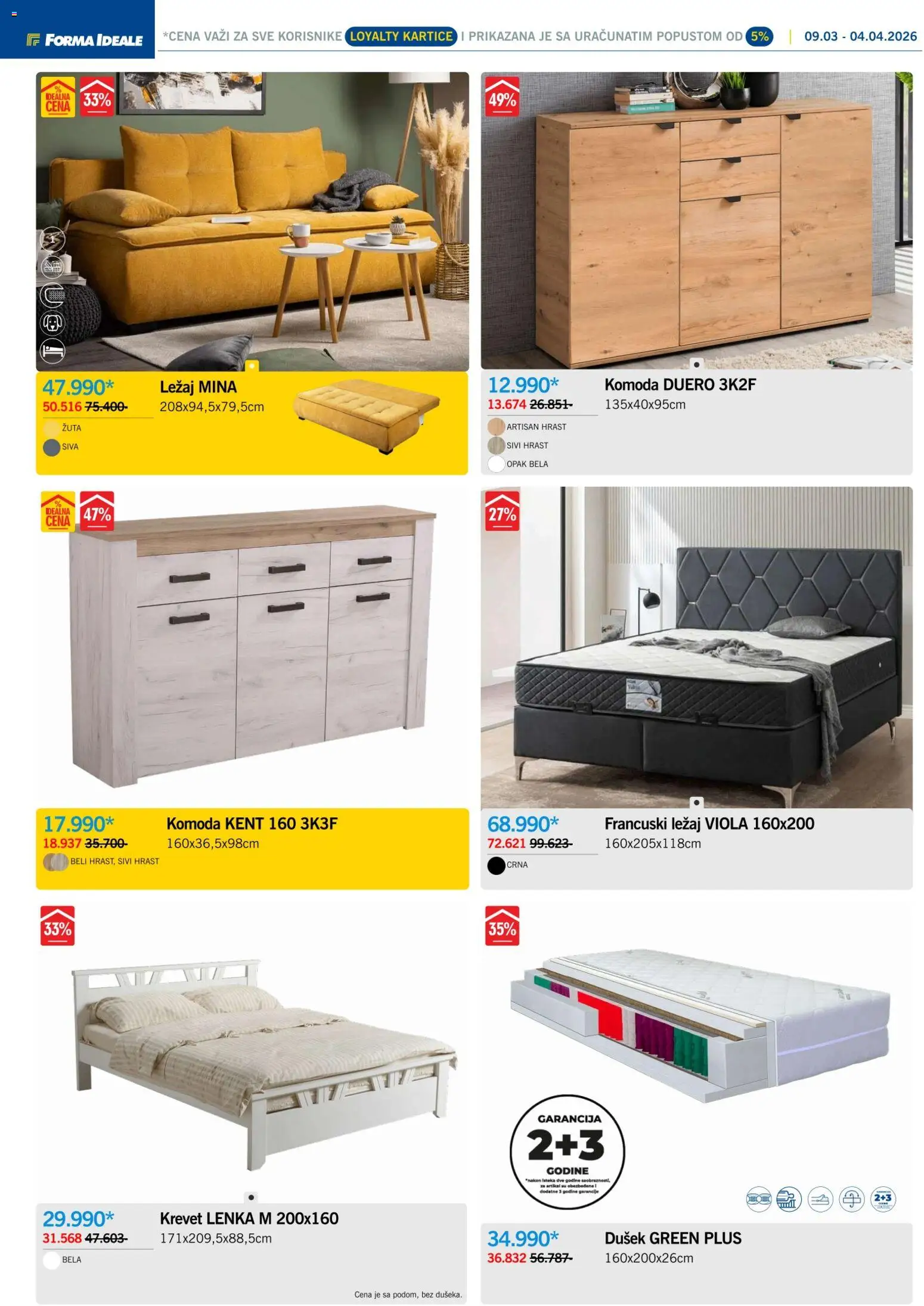 Forma Ideale katalog - važi od 09.03.2026 | Strana: 5 | Proizvode: Krevet, Dušek, Komoda, Francuski ležaj