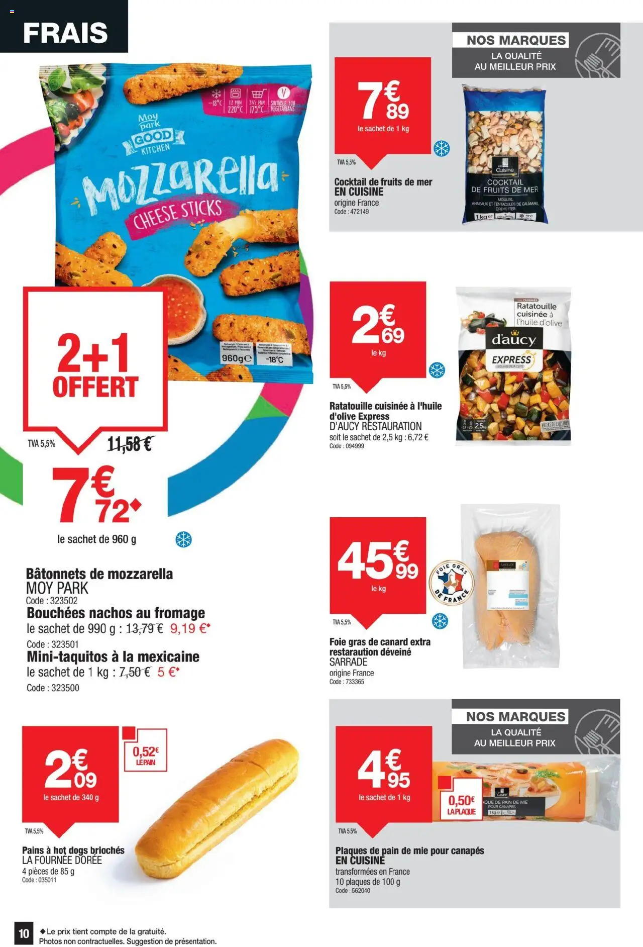  | Page: 10 | Produits: Fruits de mer, Foie Gras de Canard, Crevettes, Fromage
