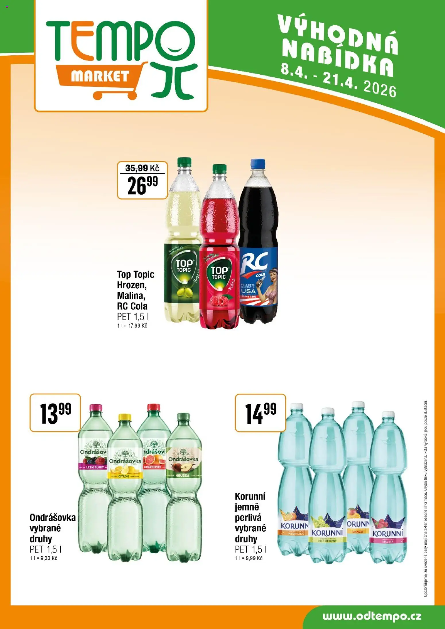 Tempo leták od 08.04.2026 | Strana: 12 | Produkty: Ondrášovka, Bílé hrozny, Citron, RC Cola