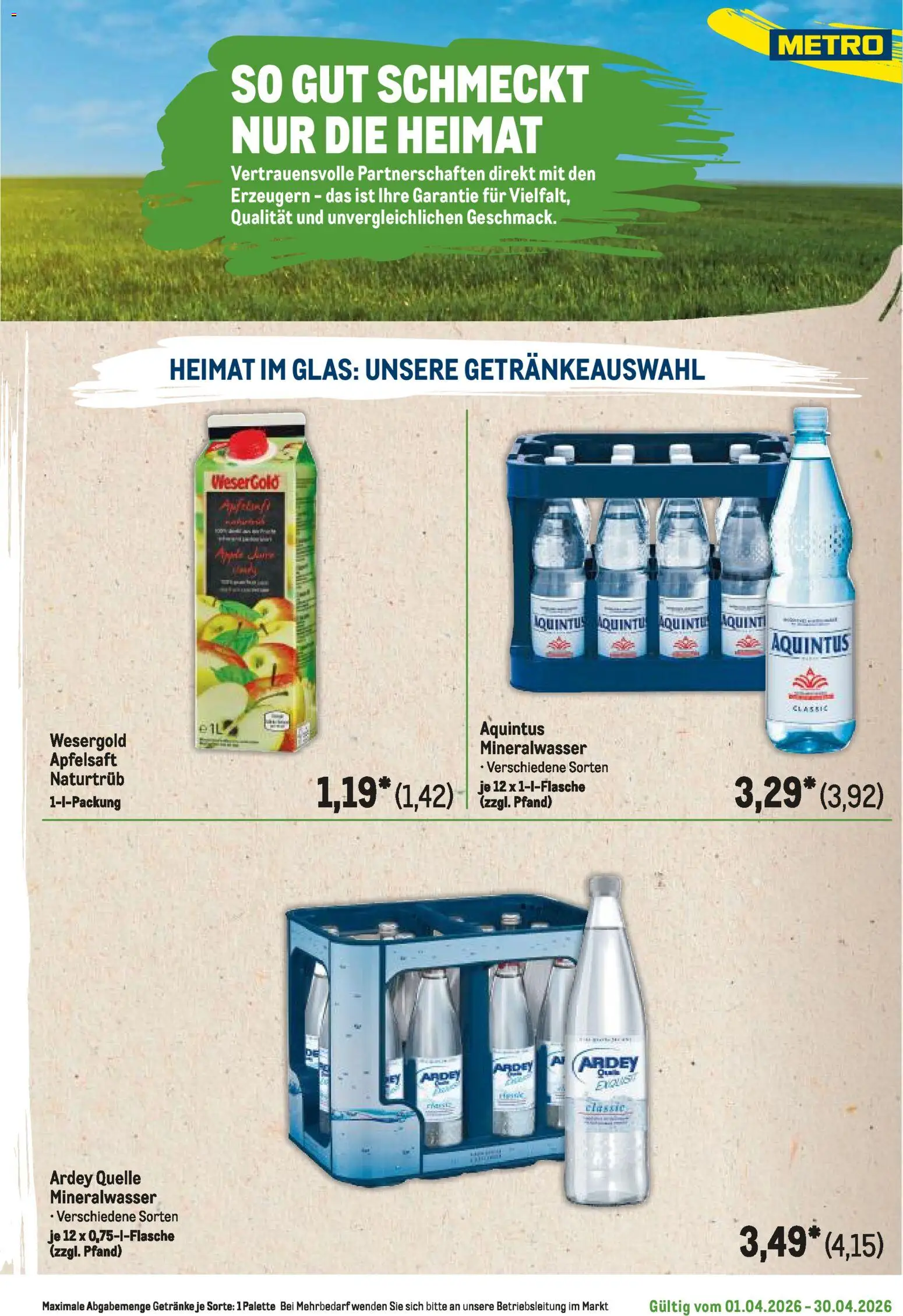 Metro Regionaler Flyer – gültig ab 01.04.2026 | Seite: 35 | Produkte: Apfelsaft, Mineralwasser