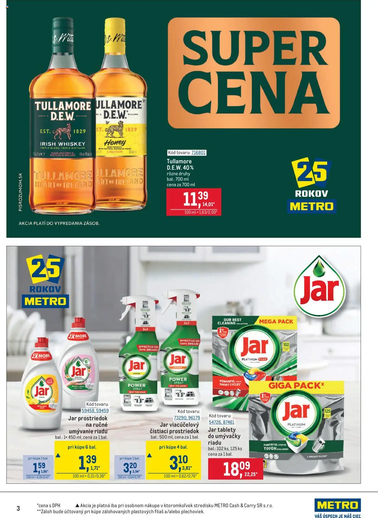 Nové Metro akcie – leták je platný od 08.10.2025 | Strana: 3 | Produkty: Čistiaci prostriedok, Jar