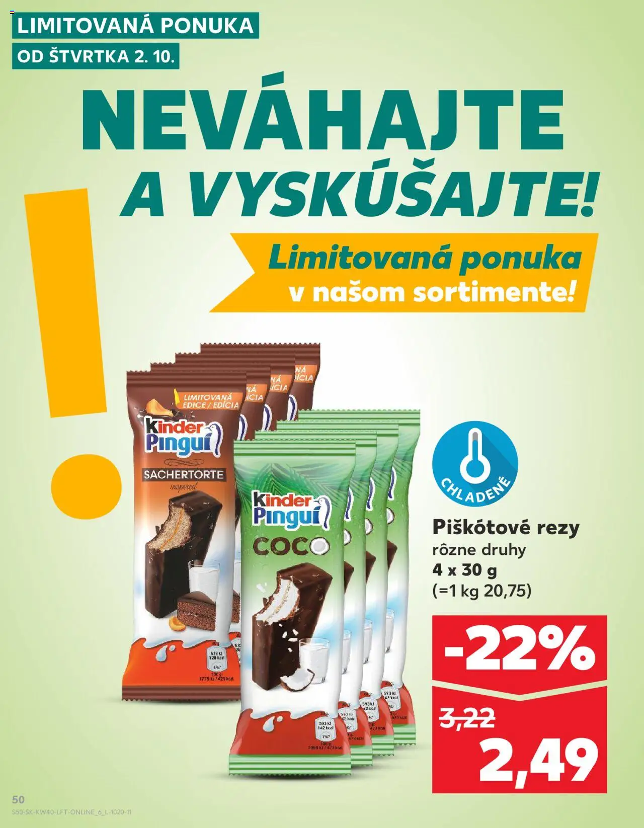 Nové Kaufland akcie – leták je platný od 02.10.2025 | Strana: 50 | Produkty: Kinder