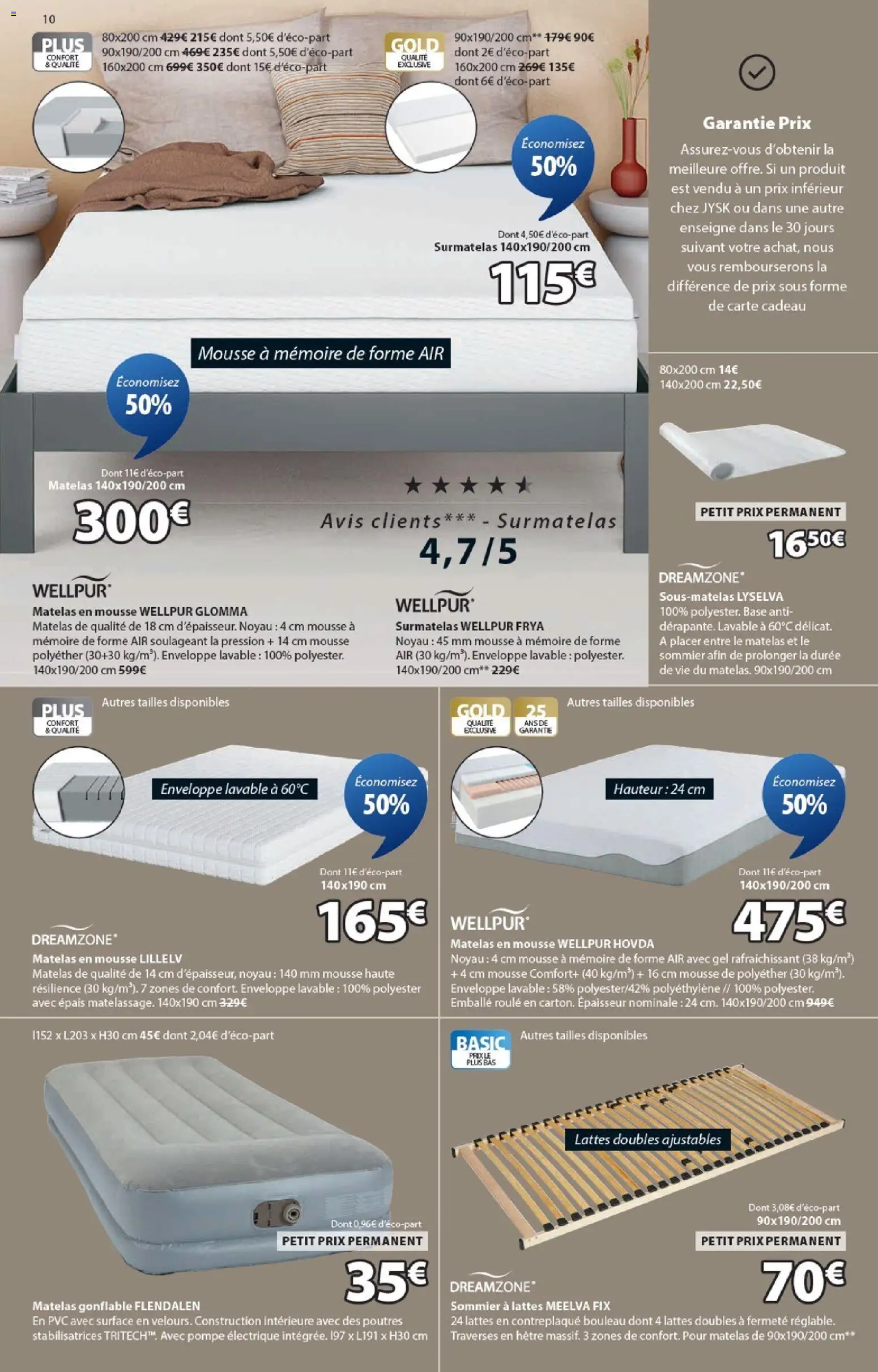 {H1} | Page: 10 | Produits: Base, Matelas gonflable, Mousse, Matelas