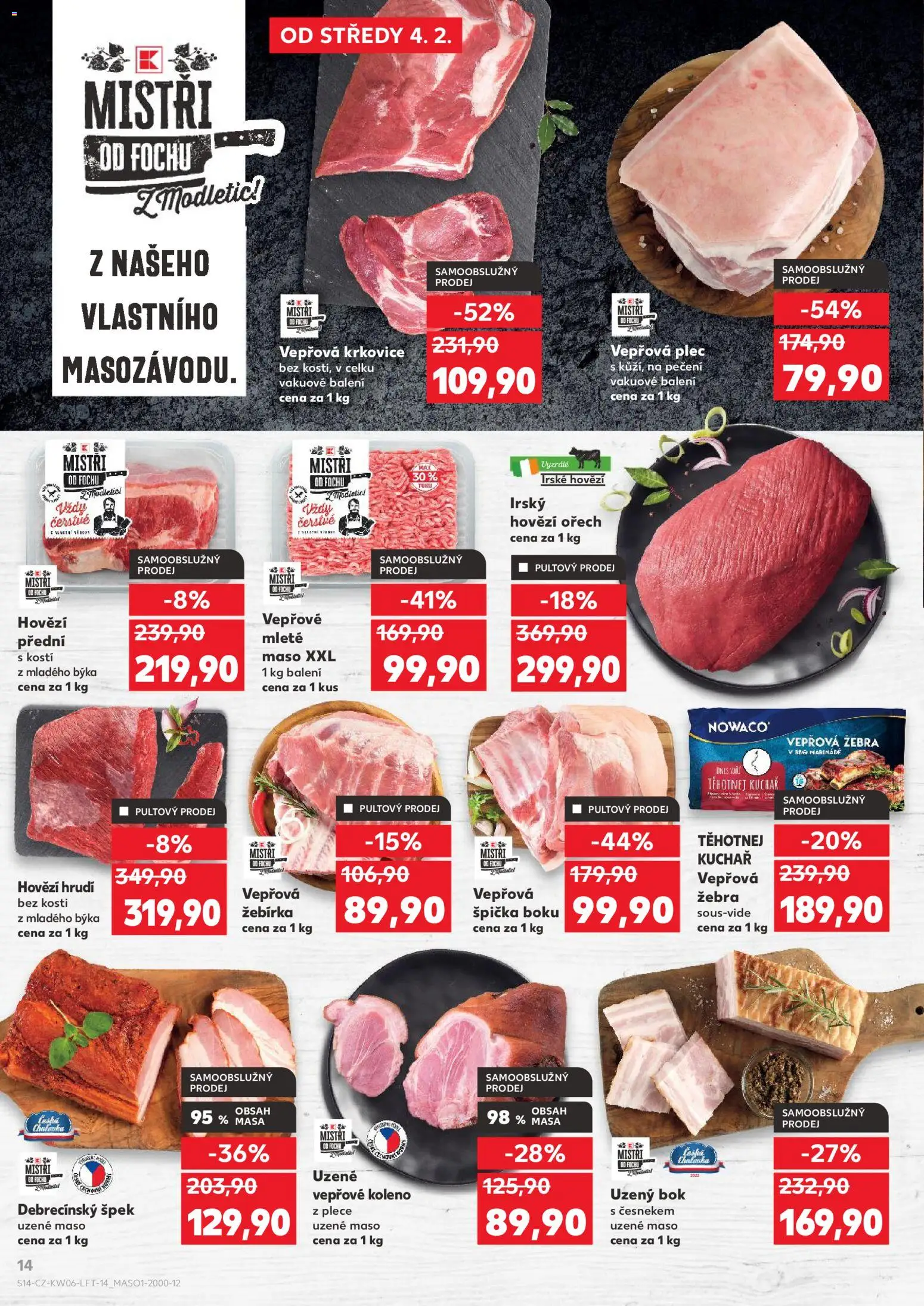 Kaufland leták - Brno od 04.02.2026 | Strana: 14 | Produkty: Vepřové koleno, Maso, Vepřová plec, Krkovice