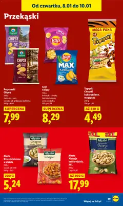 Pogląd oferty "Przysnacki Chipsy, 200 g, śmietana z nutą czosnku lub grillowana karkówka" - ważna od 08.01.2026 | Strona: 39