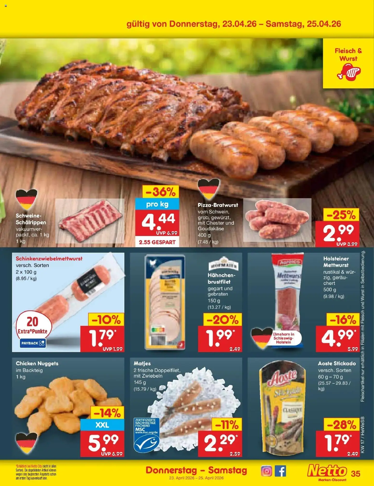 Netto Marken-Discount Prospekt Hamburg	 – gültig ab 20.04.2026 | Seite: 47 | Produkte: Hahnchen, Zwiebeln, Wurst, Fleisch