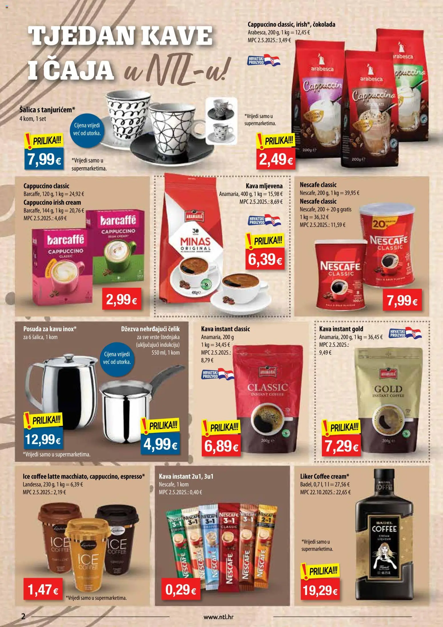 NTL katalog | vrijedi od 19.11.2025 | Stranica: 2 | Proizvodi: Kava, Arabesca, Barcaffe, Dzezva