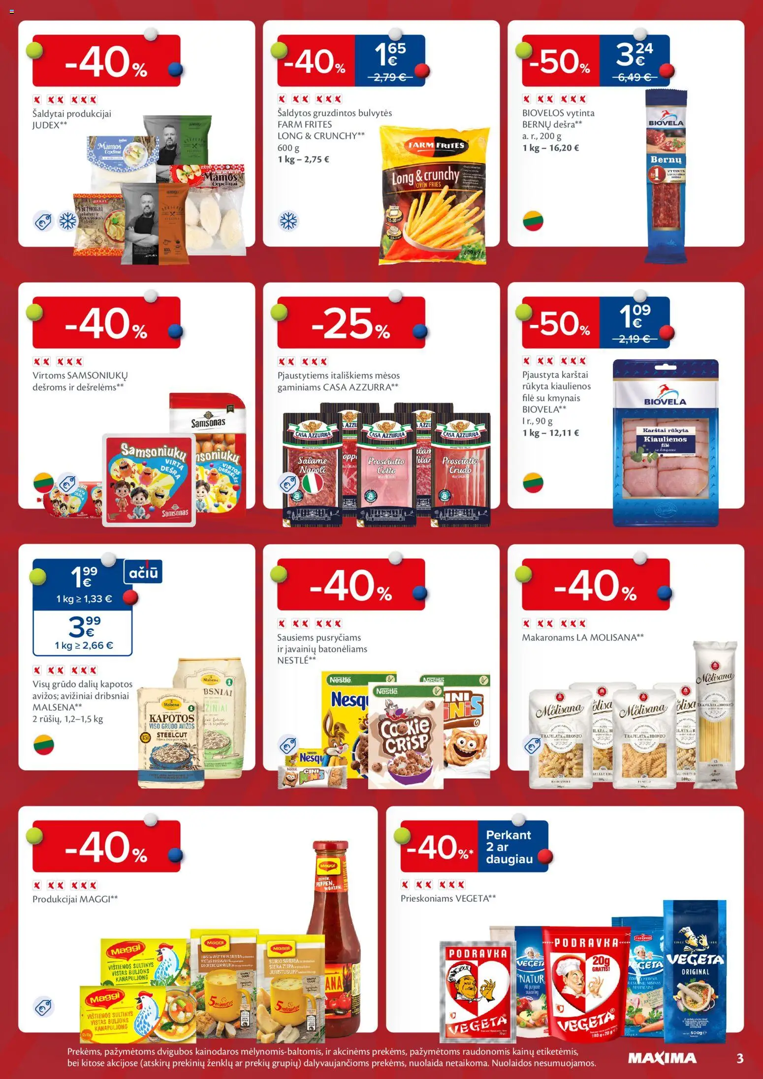 MAXIMA akcijos nuo 08.01.2026 | Puslapis: 3 | Prekių: Vištienos, Kiaulienos, Dešra, Dribsniai