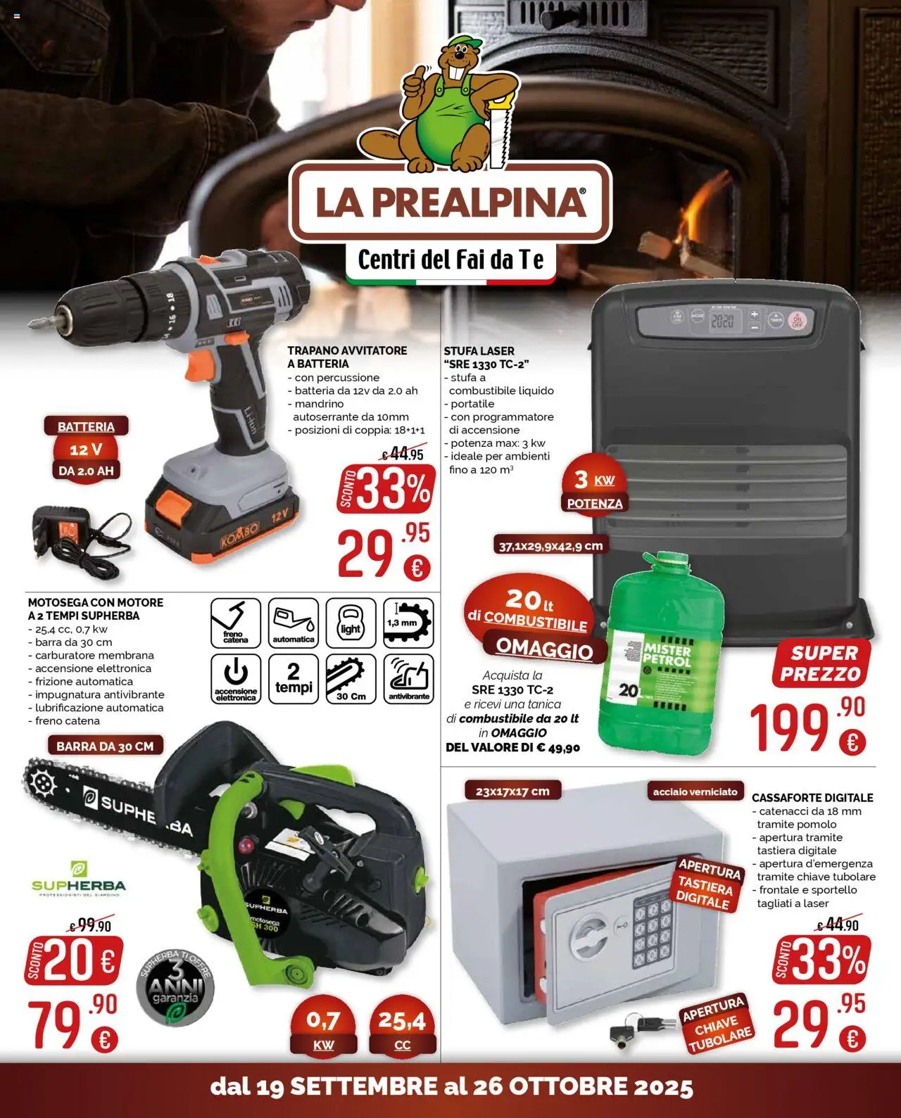Volantino La Prealpina del 19.09.2025 | Pagina: 1 | Prodotti: Tè, Motosega, Trapano, Batteria