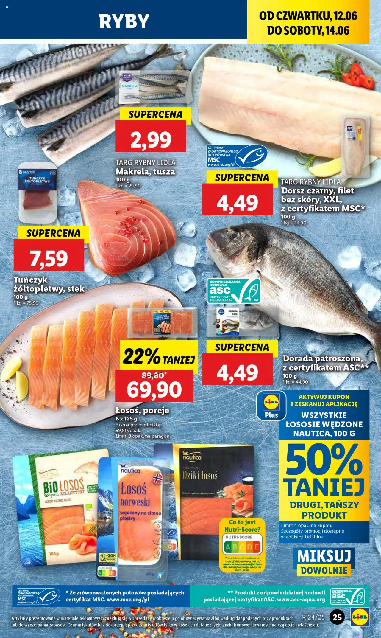 Lidl Gazetka od 12.06.2025 | Strona: 29 | Produkty: Dorsz, Łosoś, Łosoś norweski, Tuńczyk