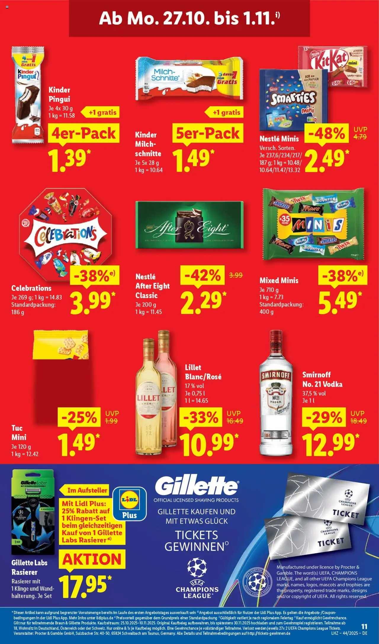 Lidl - Prospekt – gültig ab 27.10.2025 | Seite: 25 | Produkte: Rasierer, Smarties, Mars, Vodka
