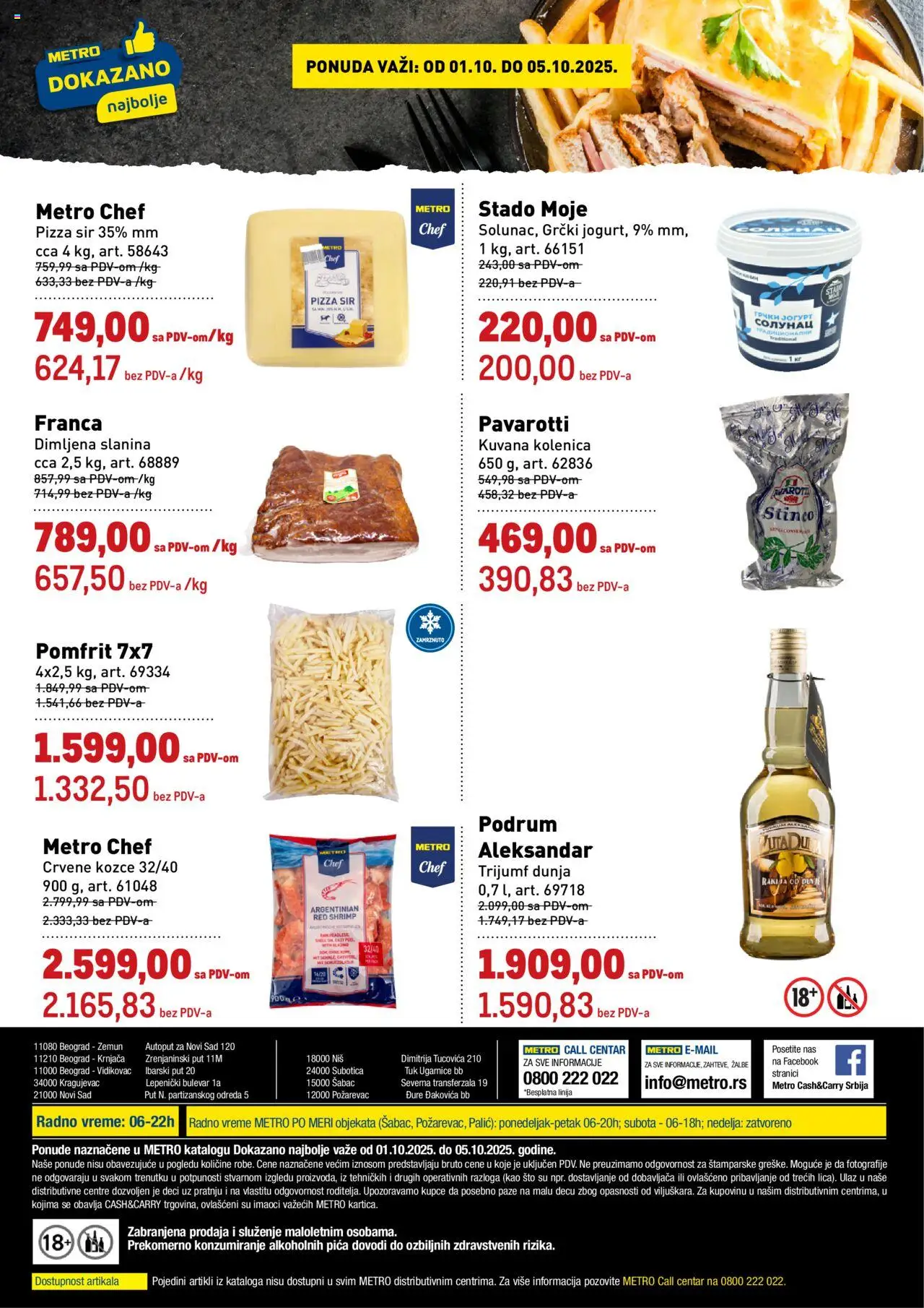 Metro katalog - važi od 01.10.2025 | Strana: 2 | Proizvode: Rakija, Sto, Pomfrit, Sir