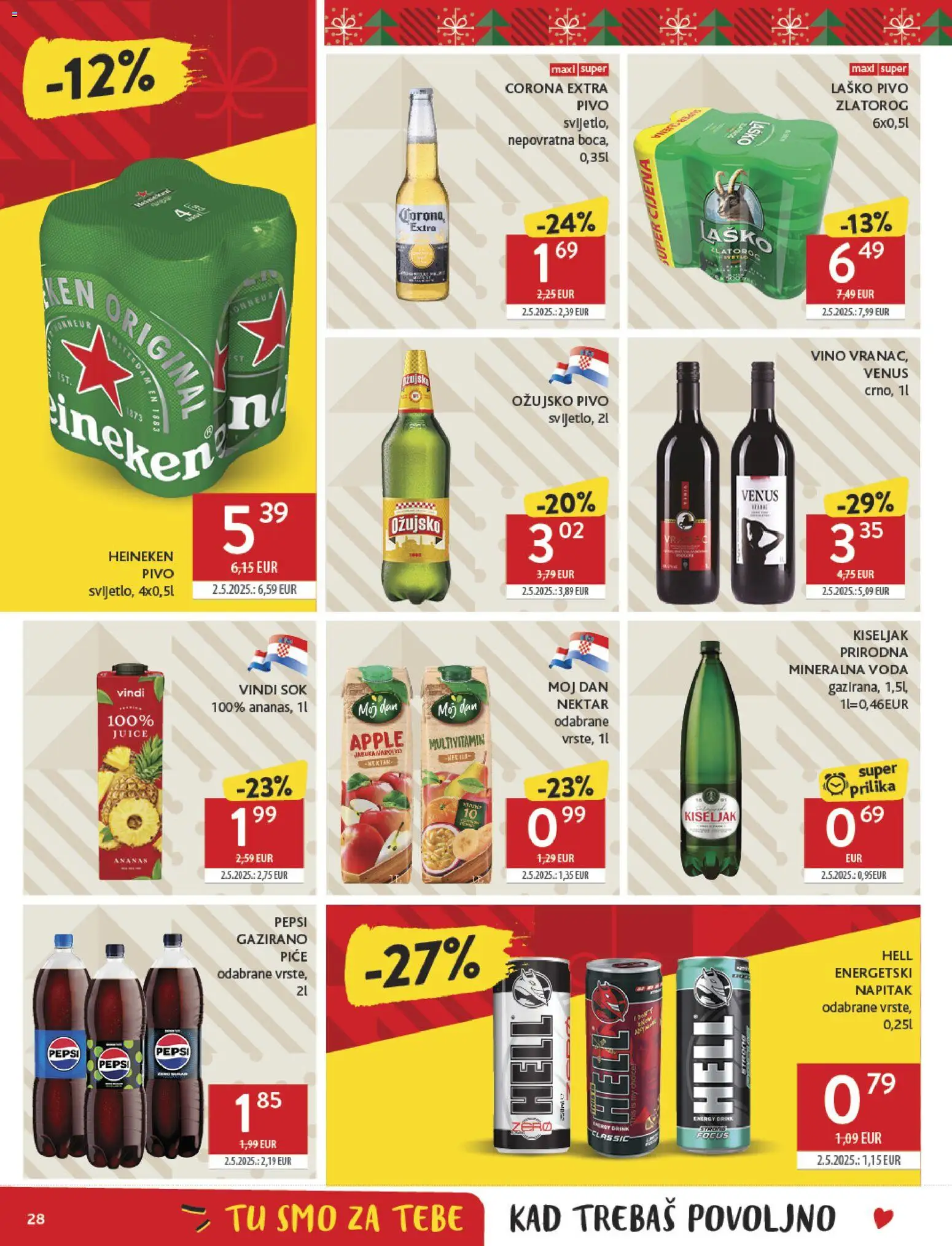 Konzum katalog | vrijedi od 27.12.2025 | Stranica: 28 | Proizvodi: Hell, Sok, Laško, Voda