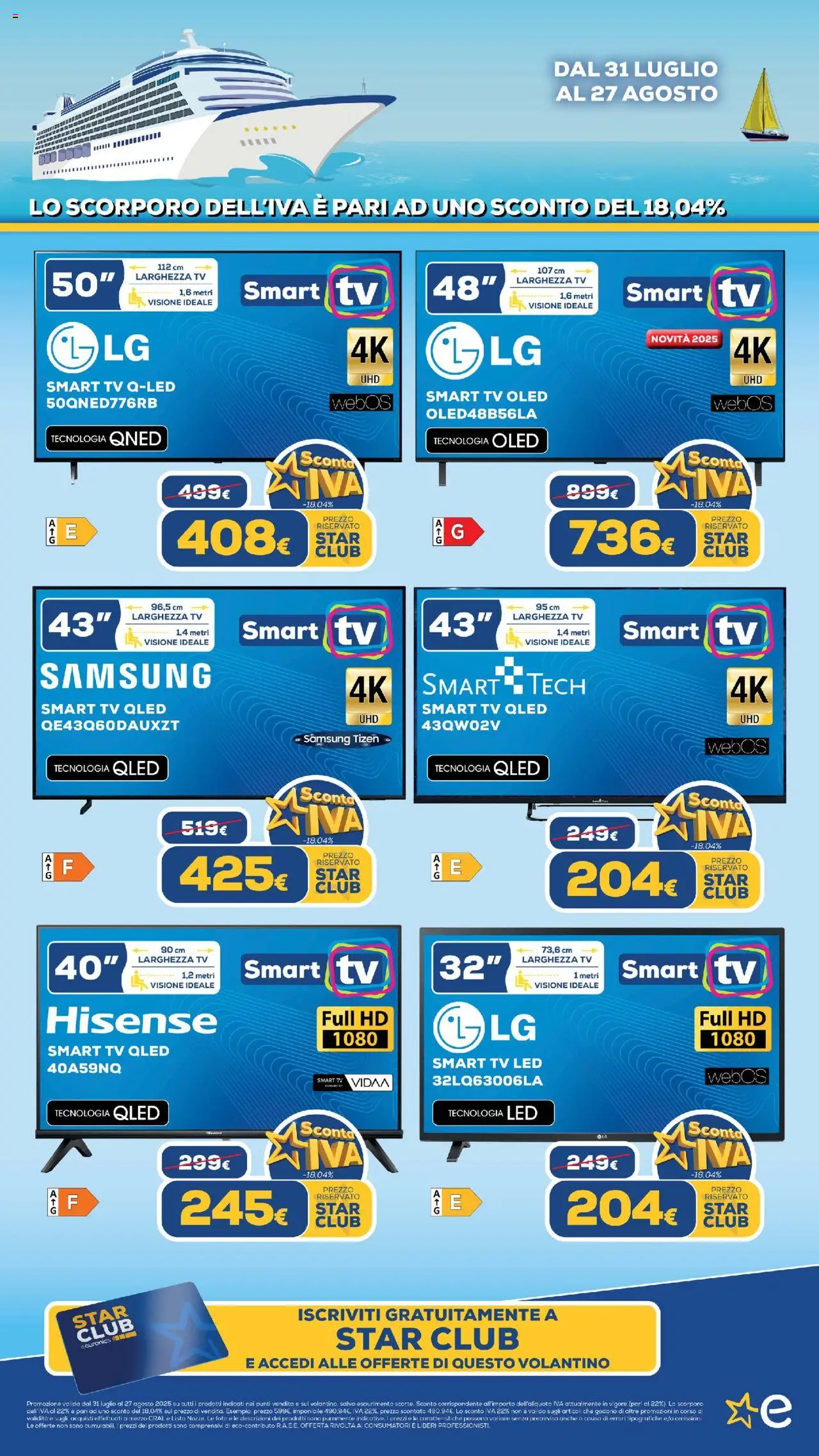 Volantino Euronics del 31.07.2025 | Pagina: 3 | Prodotti: smart TV, TV, Samsung