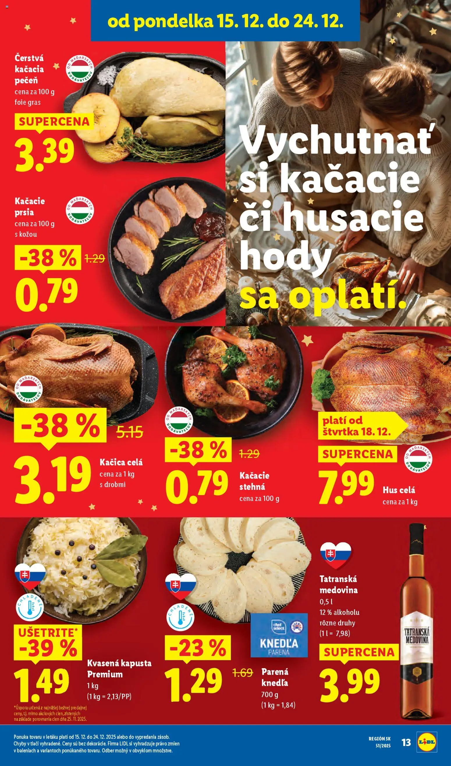 Nové Lidl akcie – leták je platný od 18.12.2025 | Strana: 49 | Produkty: Kapusta, Kačacie stehná, Kačica, Hus