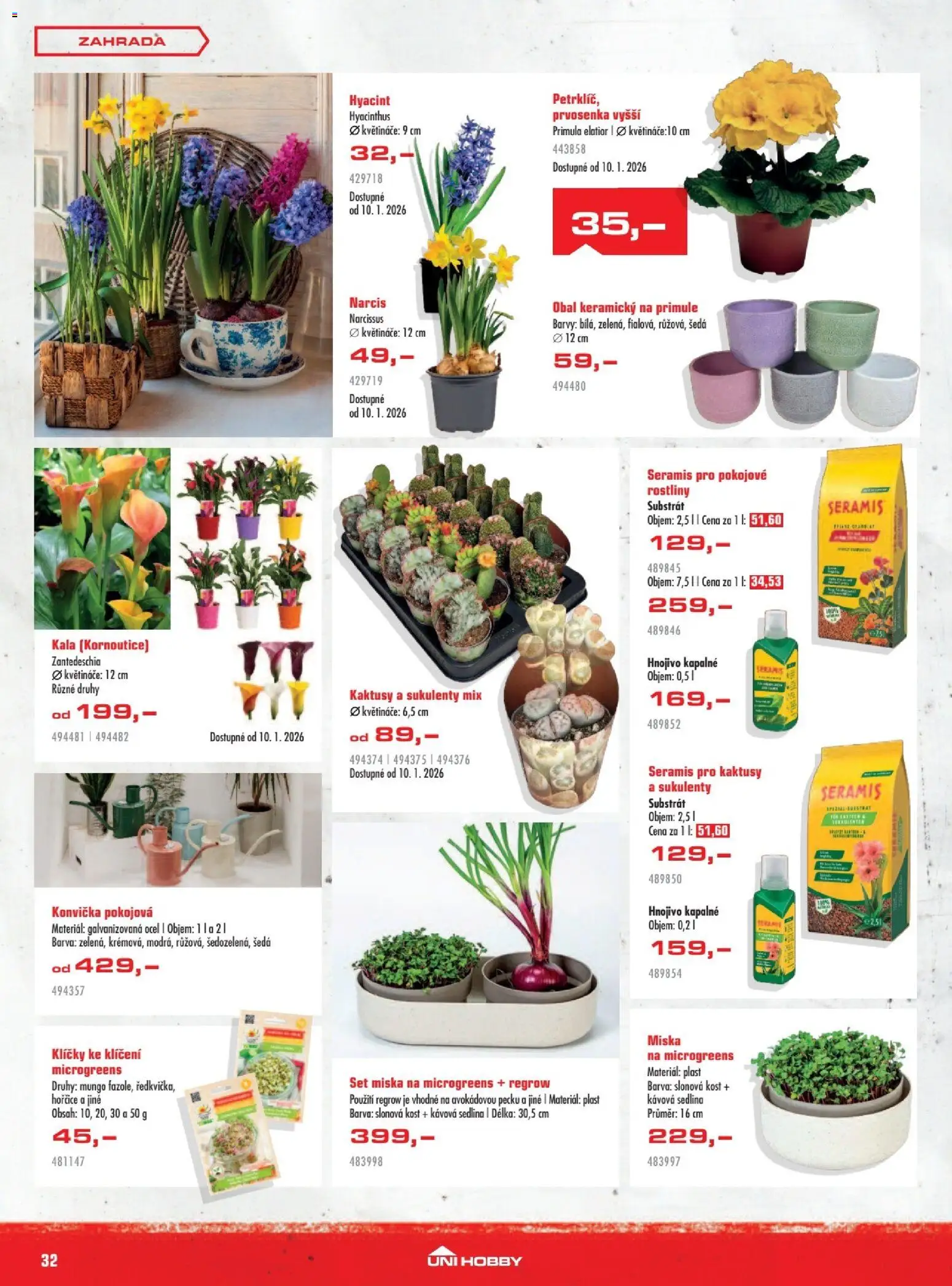 Uni Hobby leták od 08.01.2026 | Strana: 32 | Produkty: Květináče, Substrát, Rostliny, Pokojové rostliny