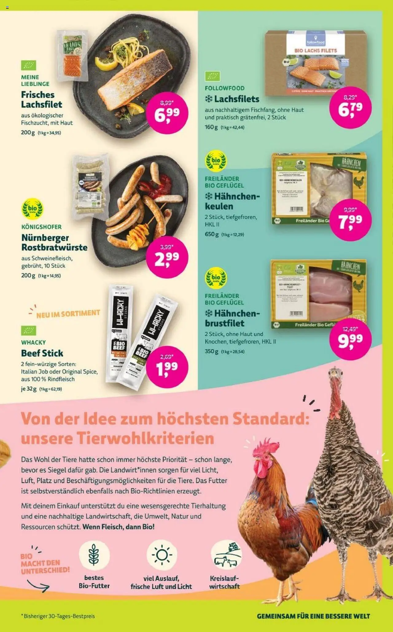 Denns BioMarkt Angebote - gültig ab dem 13.08.2025 | Seite: 5 | Produkte: Hahnchen, Lachs, Rindfleisch