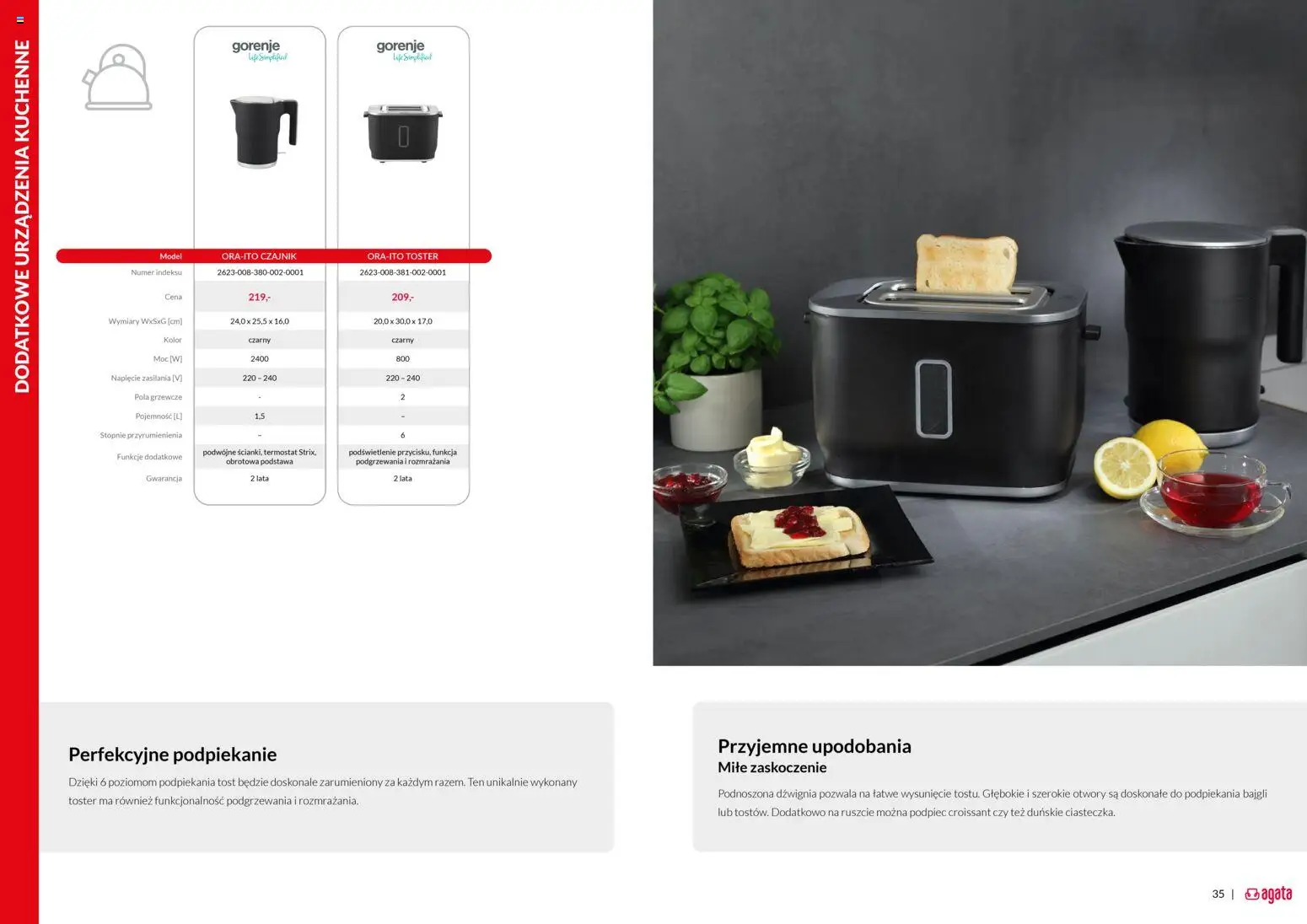 Salony Agata Gazetka - Gorenje od 05.12.2025 | Strona: 18 | Produkty: Czajnik, Toster