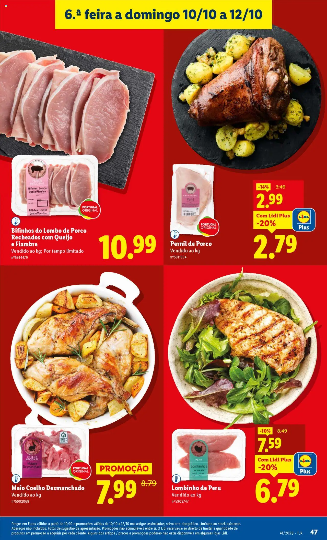 Lidl folheto │ válido de 06.10.2025 | Página: 47 | Produtos: Peru, Queijo, Lombo, Coelho