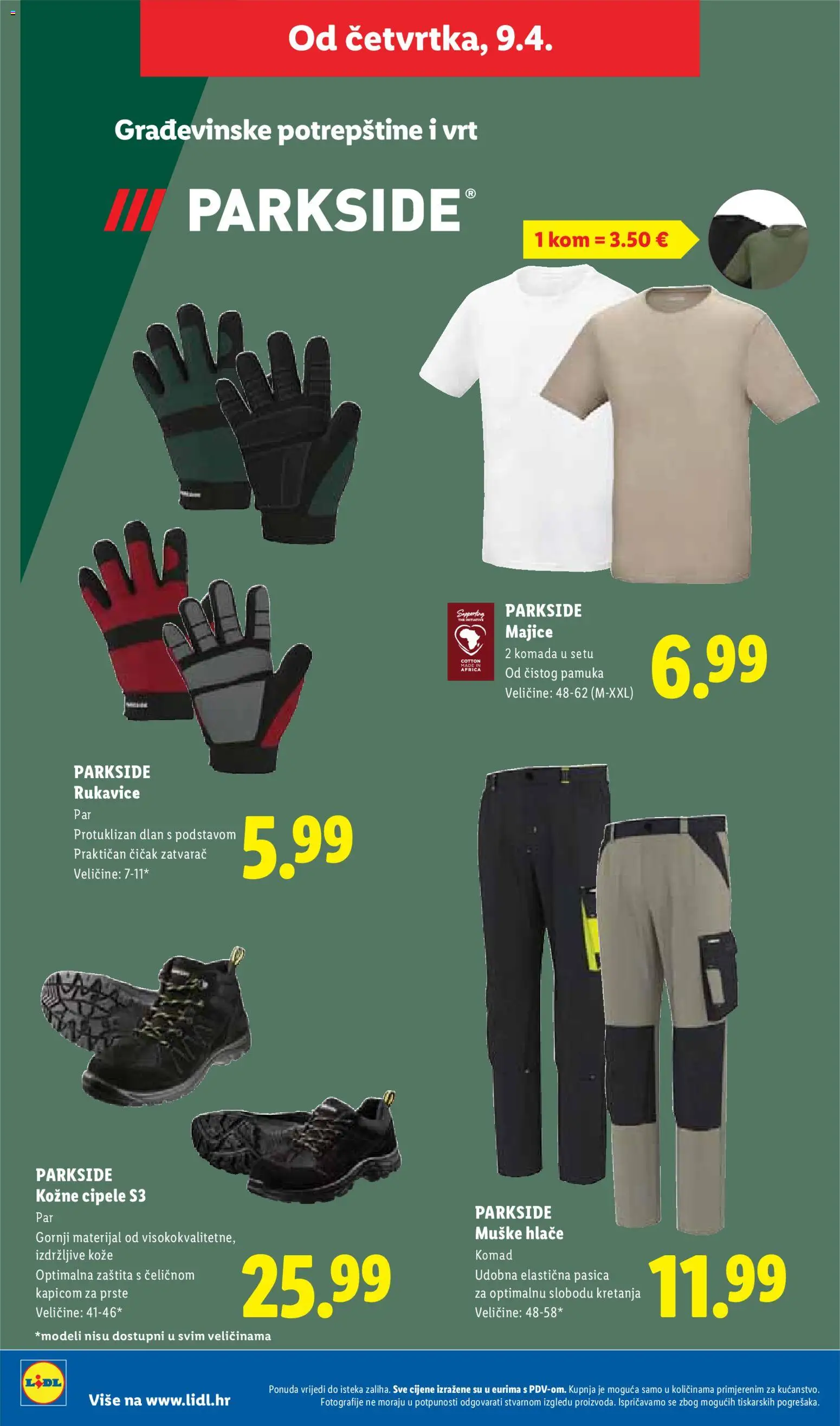 Lidl katalog | vrijedi od 07.04.2026 | Stranica: 44 | Proizvodi: Hlače, Rukavice, Parkside