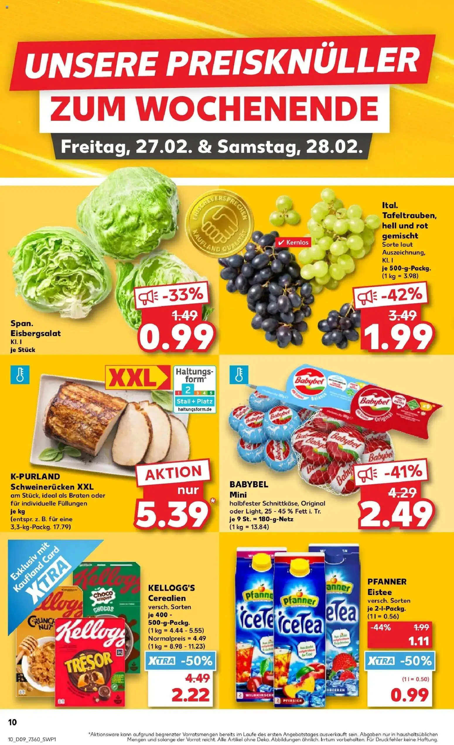 Kaufland prospekt Strausberg	 – gültig ab 26.02.2026 | Seite: 10 | Produkte: Kellogg's, Eisbergsalat, Pfanner eistee, Pfirsich