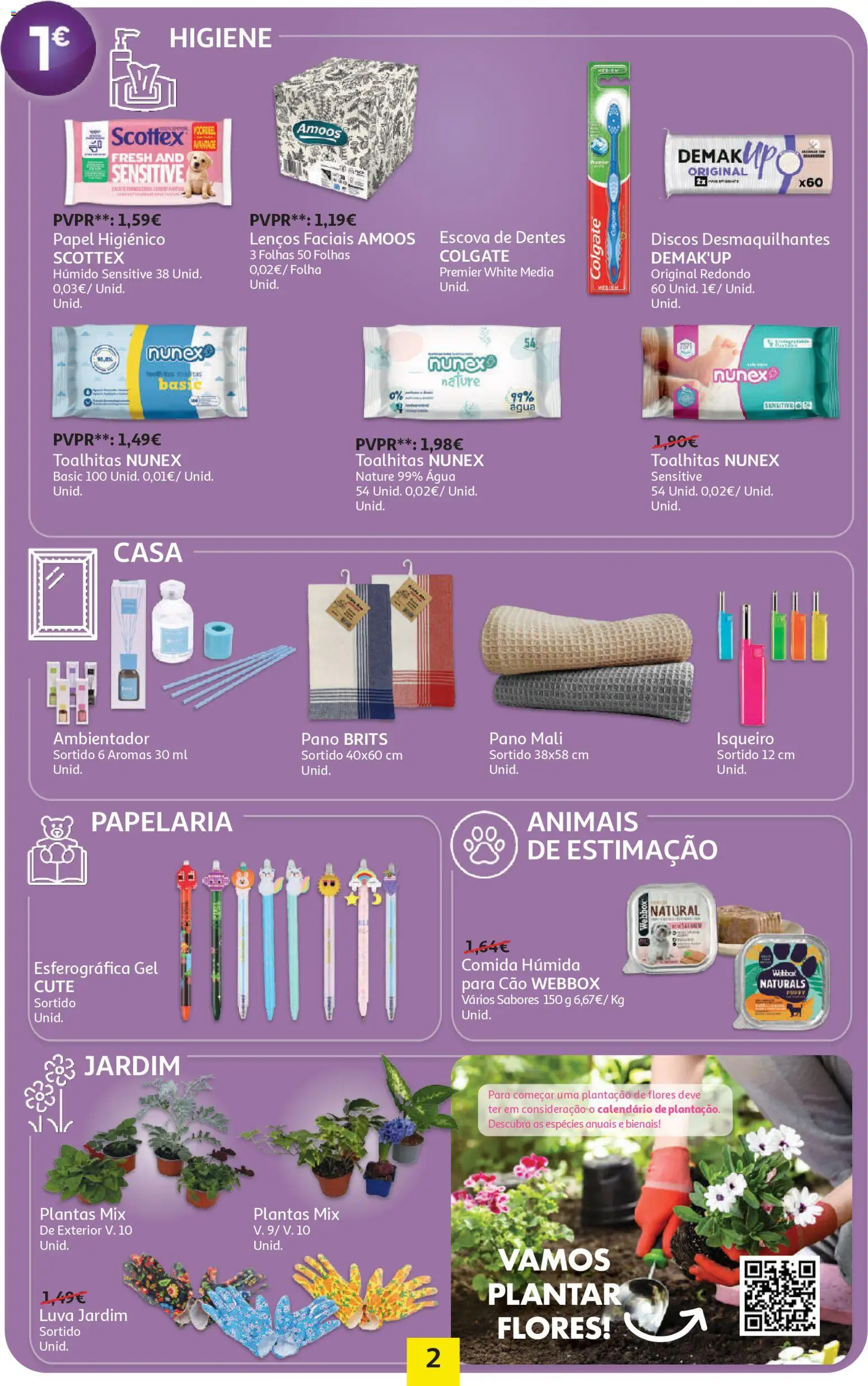 Auchan - Preços Redondos │ válido de 06.04.2026 | Página: 2 | Produtos: Agua, Papel higiénico, Flores, Escova de dentes