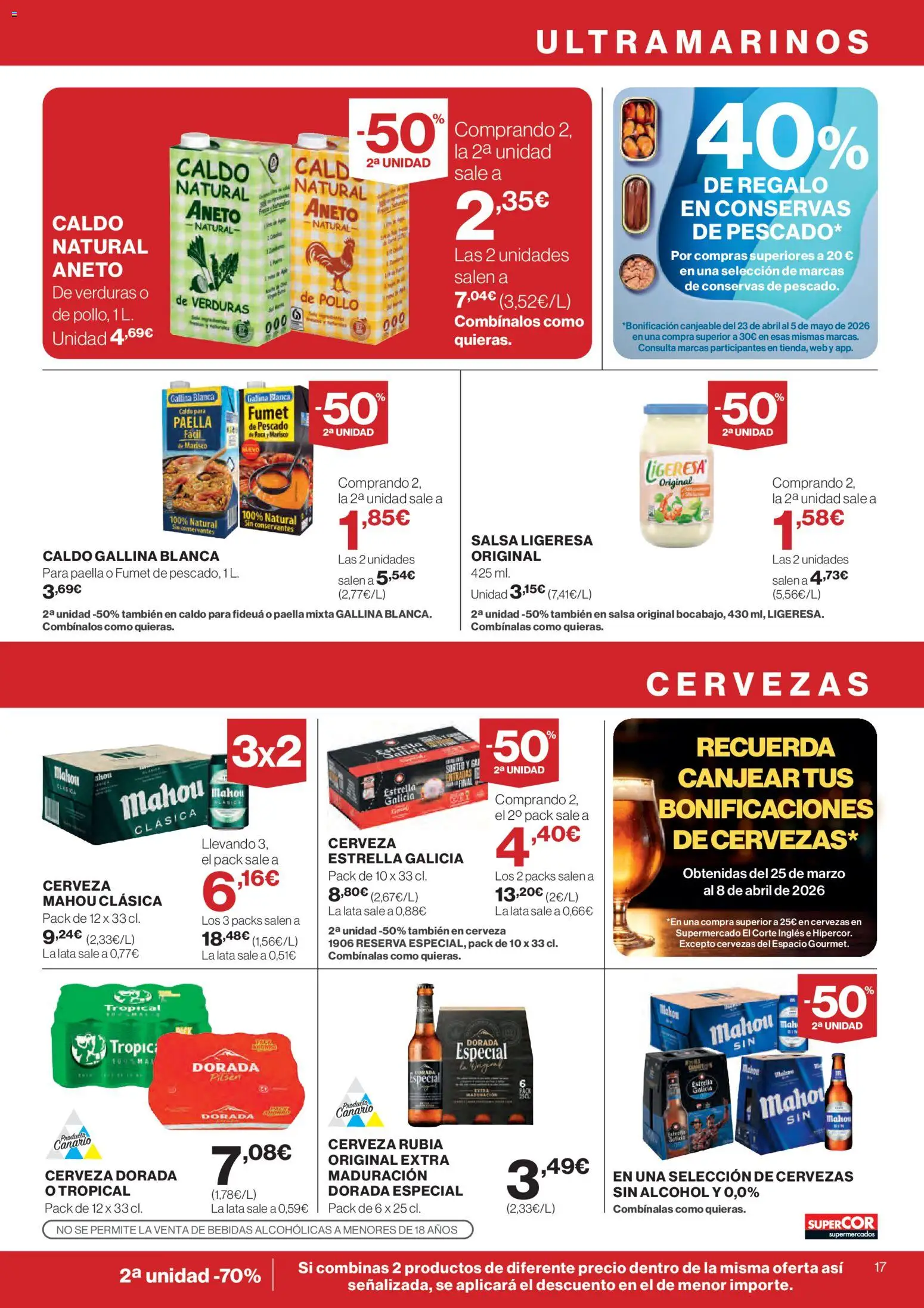 Supercor Canarias │ válido desde el 09.04.2026 | Página: 17 | Productos: Cerveza, Pescado, Té
