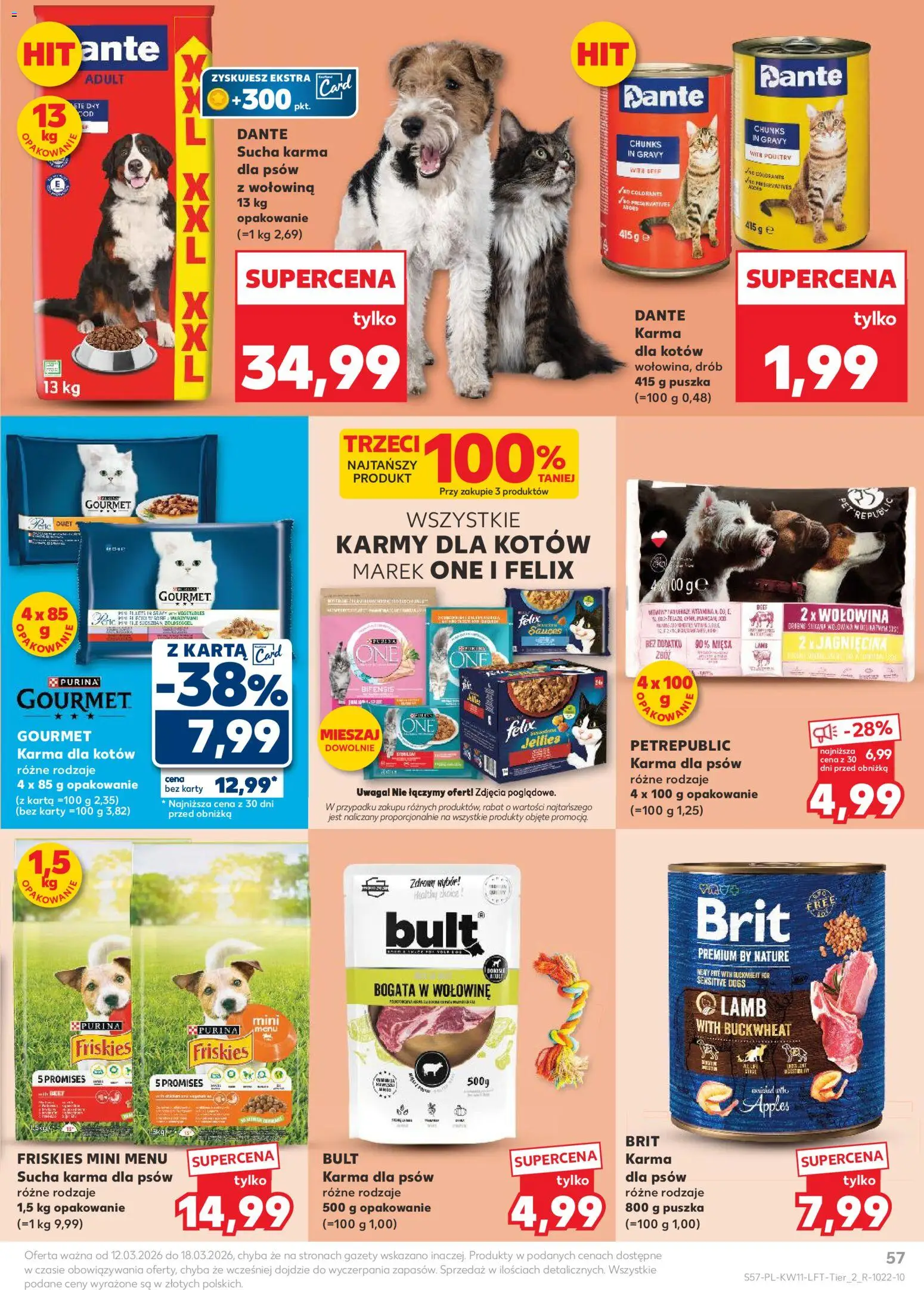 Kaufland gazetka od 12.03.2026 | Strona: 57 | Produkty: Karta, Jagnięcina, Wołowina, Karma dla psów